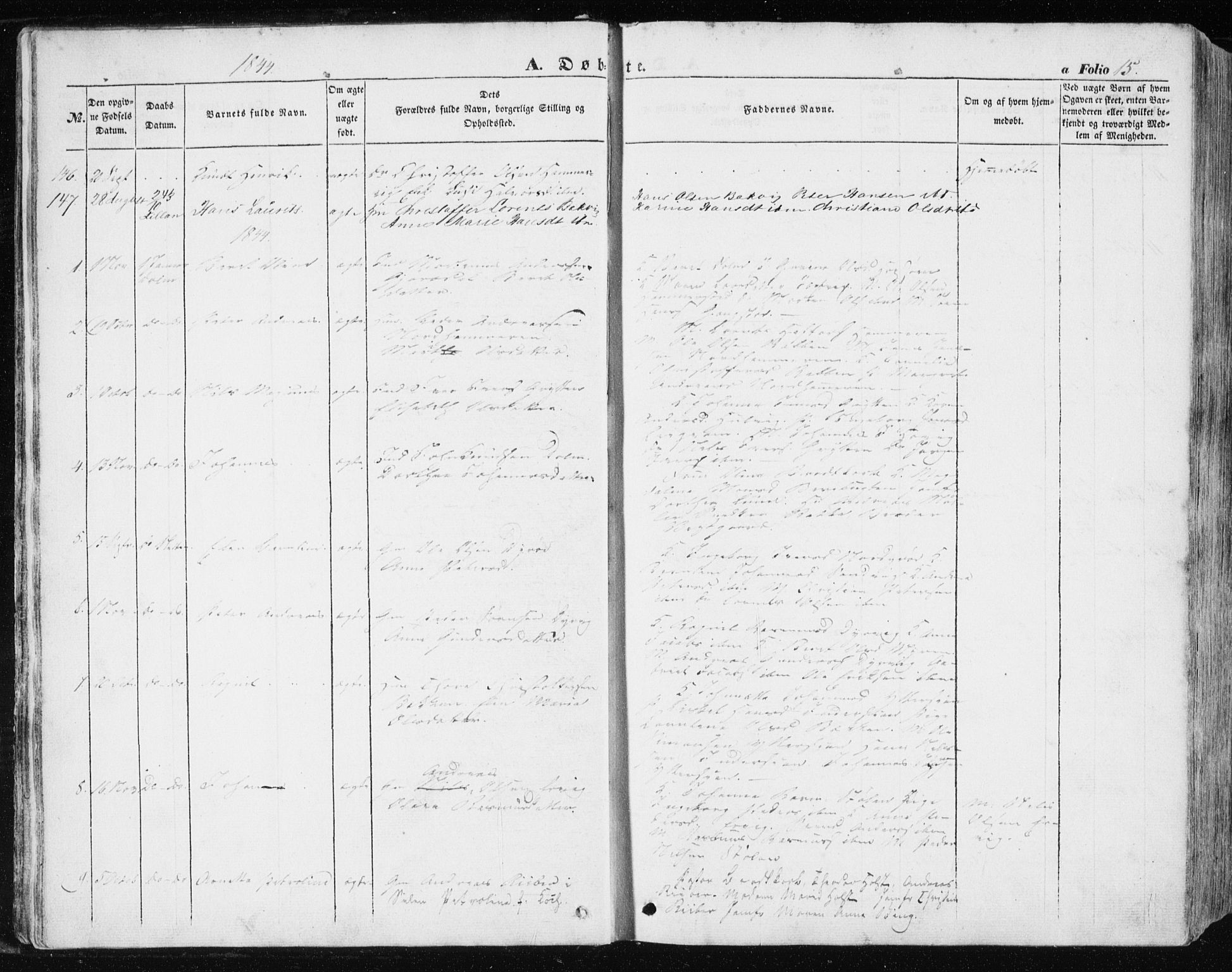 Ministerialprotokoller, klokkerbøker og fødselsregistre - Sør-Trøndelag, AV/SAT-A-1456/634/L0529: Parish register (official) no. 634A05, 1843-1851, p. 15