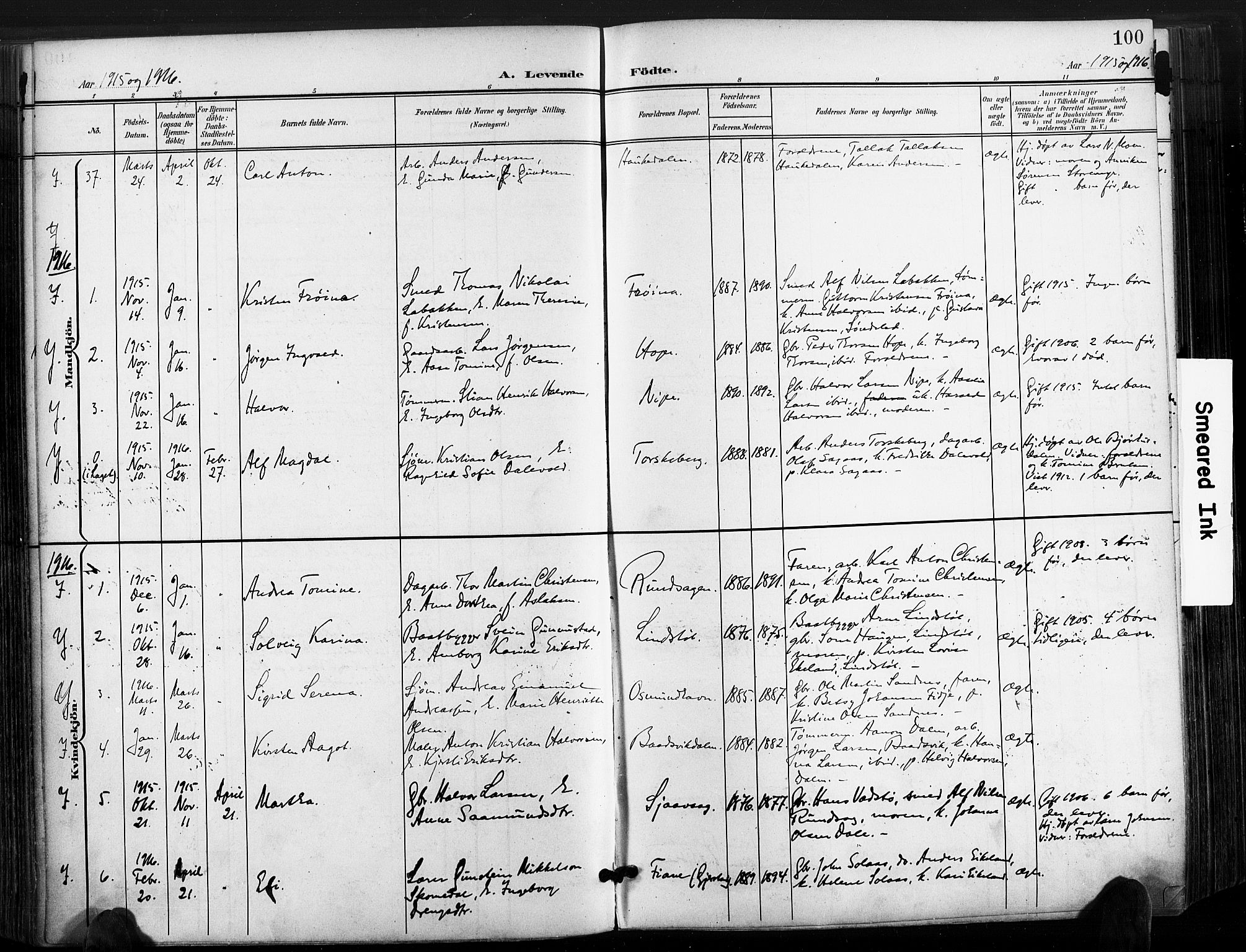 Søndeled sokneprestkontor, AV/SAK-1111-0038/F/Fa/L0006: Parish register (official) no. A 6, 1900-1922, p. 100