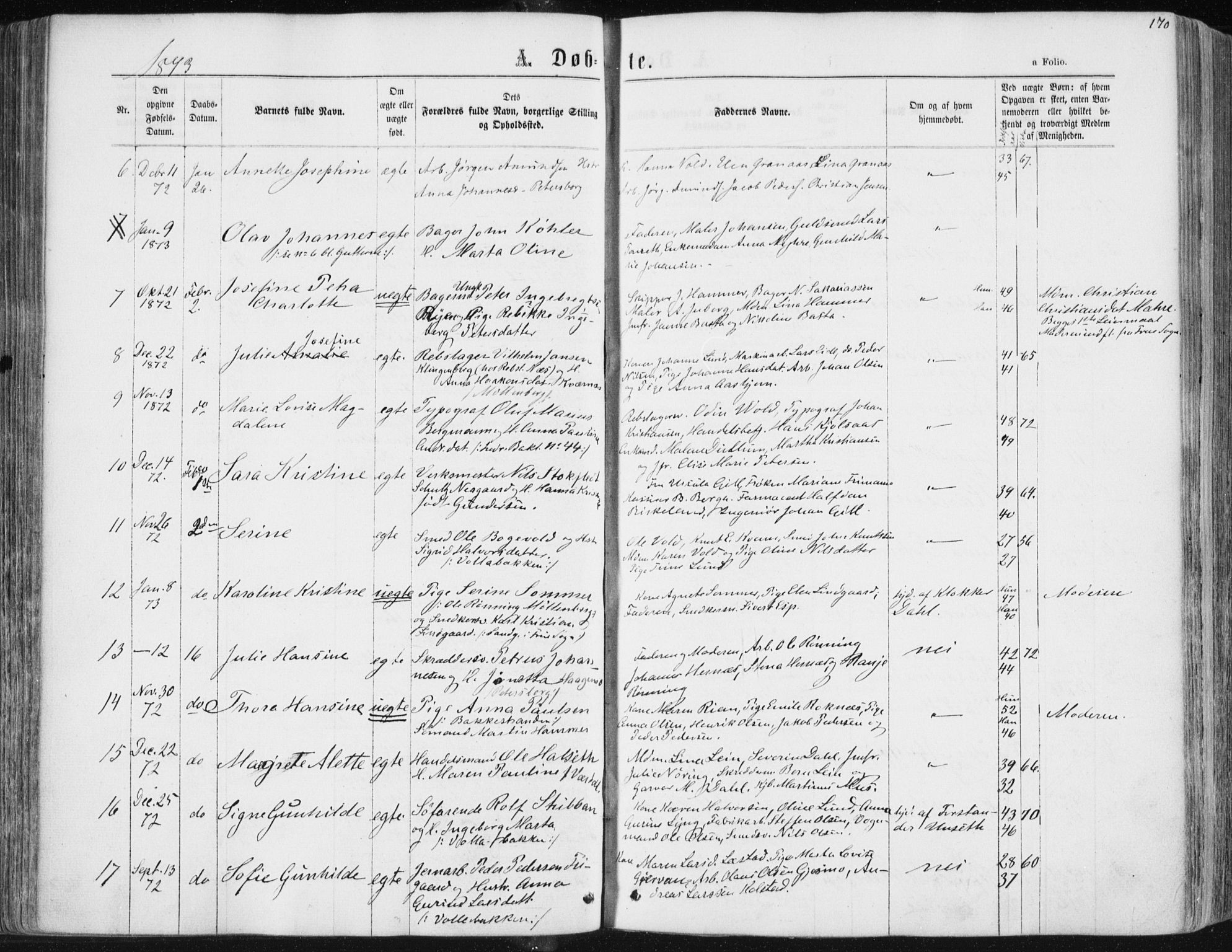 Ministerialprotokoller, klokkerbøker og fødselsregistre - Sør-Trøndelag, SAT/A-1456/604/L0186: Parish register (official) no. 604A07, 1866-1877, p. 170