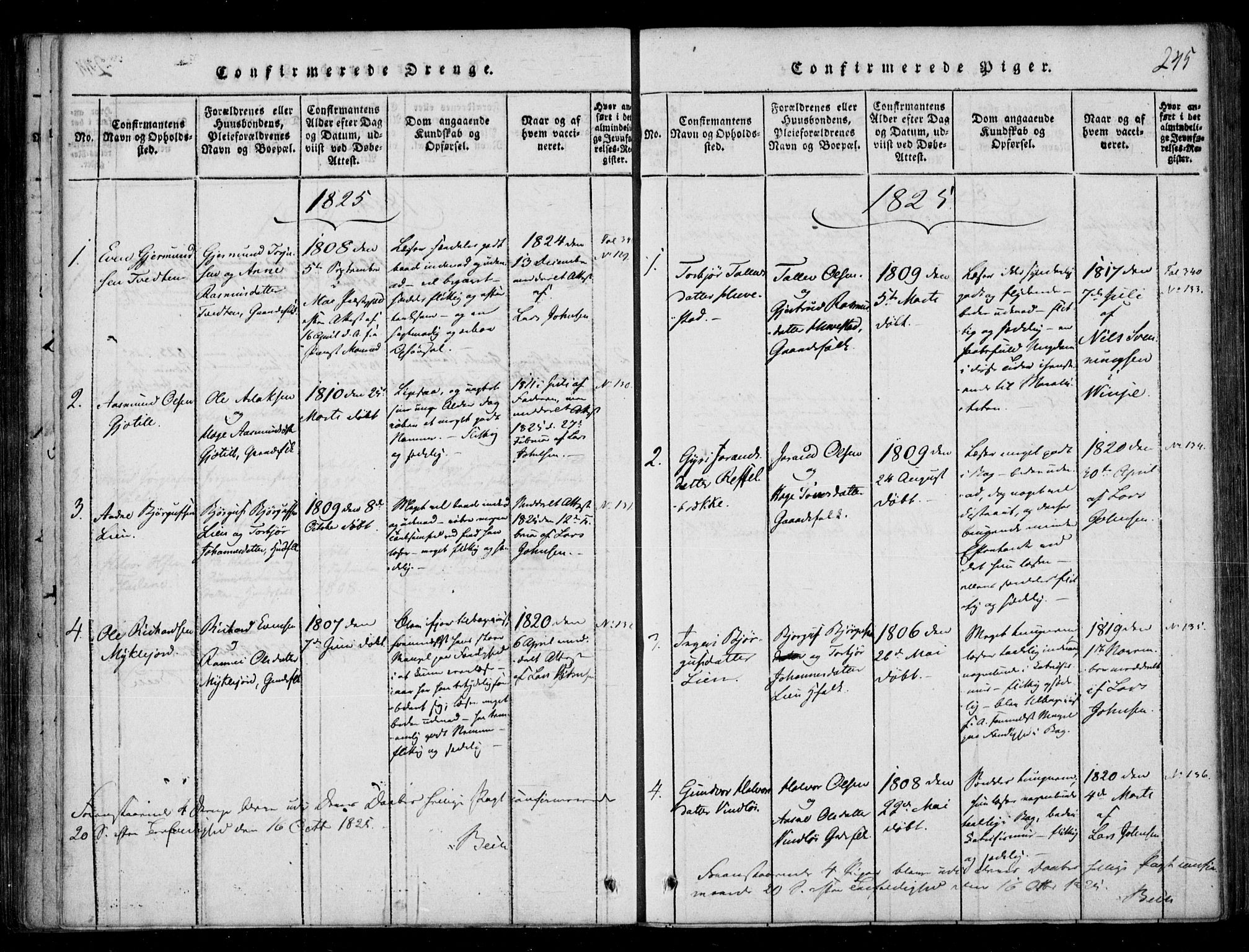 Lårdal kirkebøker, SAKO/A-284/F/Fb/L0001: Parish register (official) no. II 1, 1815-1860, p. 245