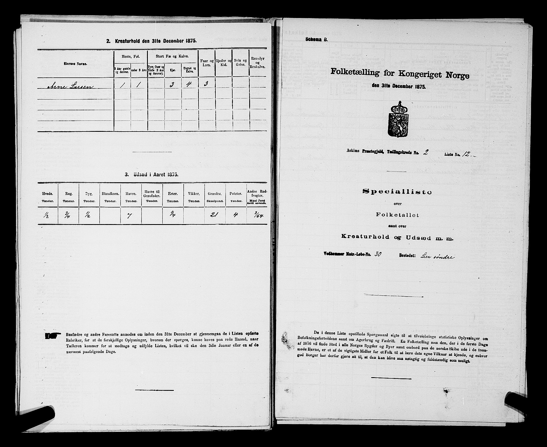 RA, 1875 census for 0124P Askim, 1875, p. 150