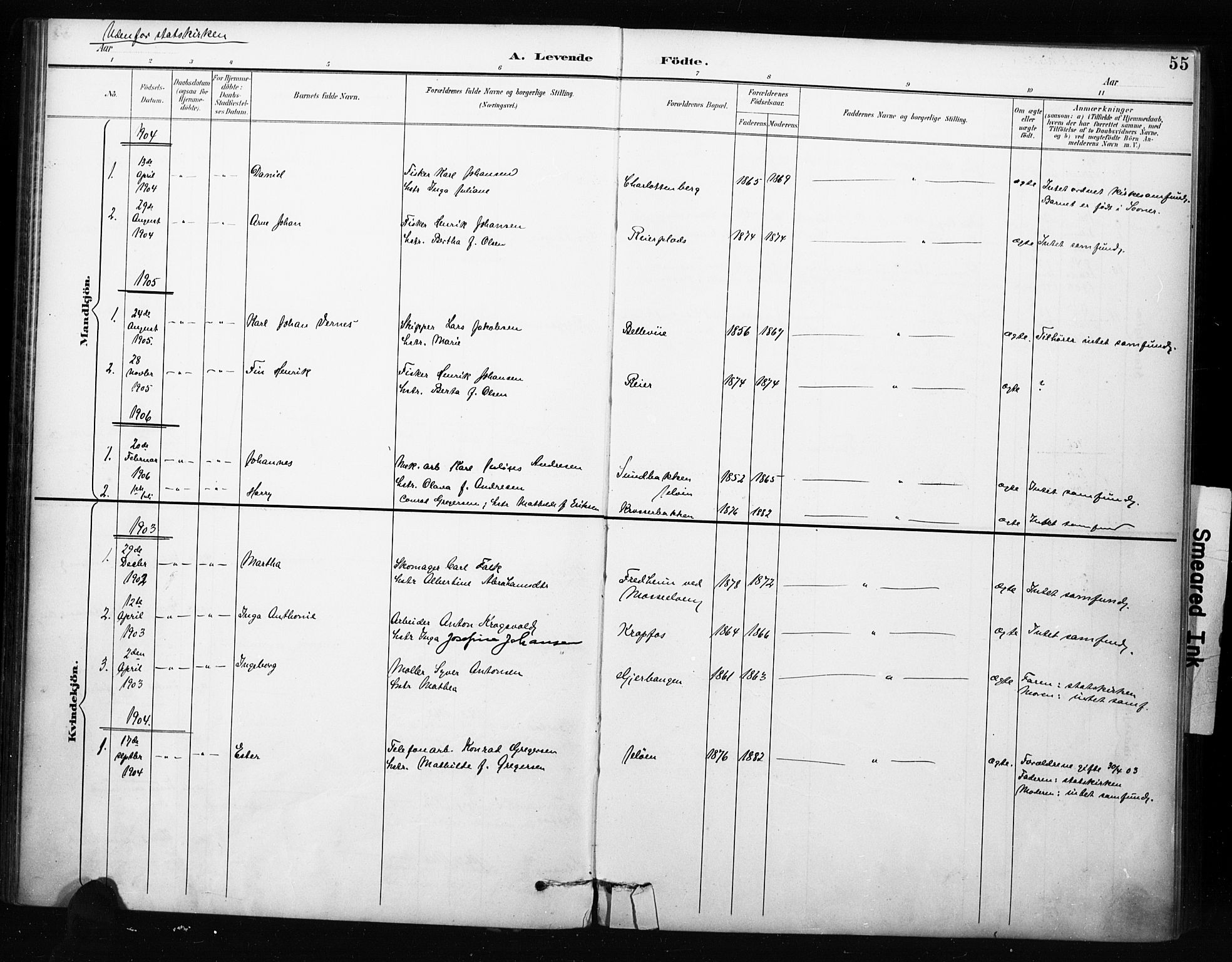 Moss prestekontor Kirkebøker, AV/SAO-A-2003/F/Fc/L0002: Parish register (official) no. III 2, 1894-1906, p. 55