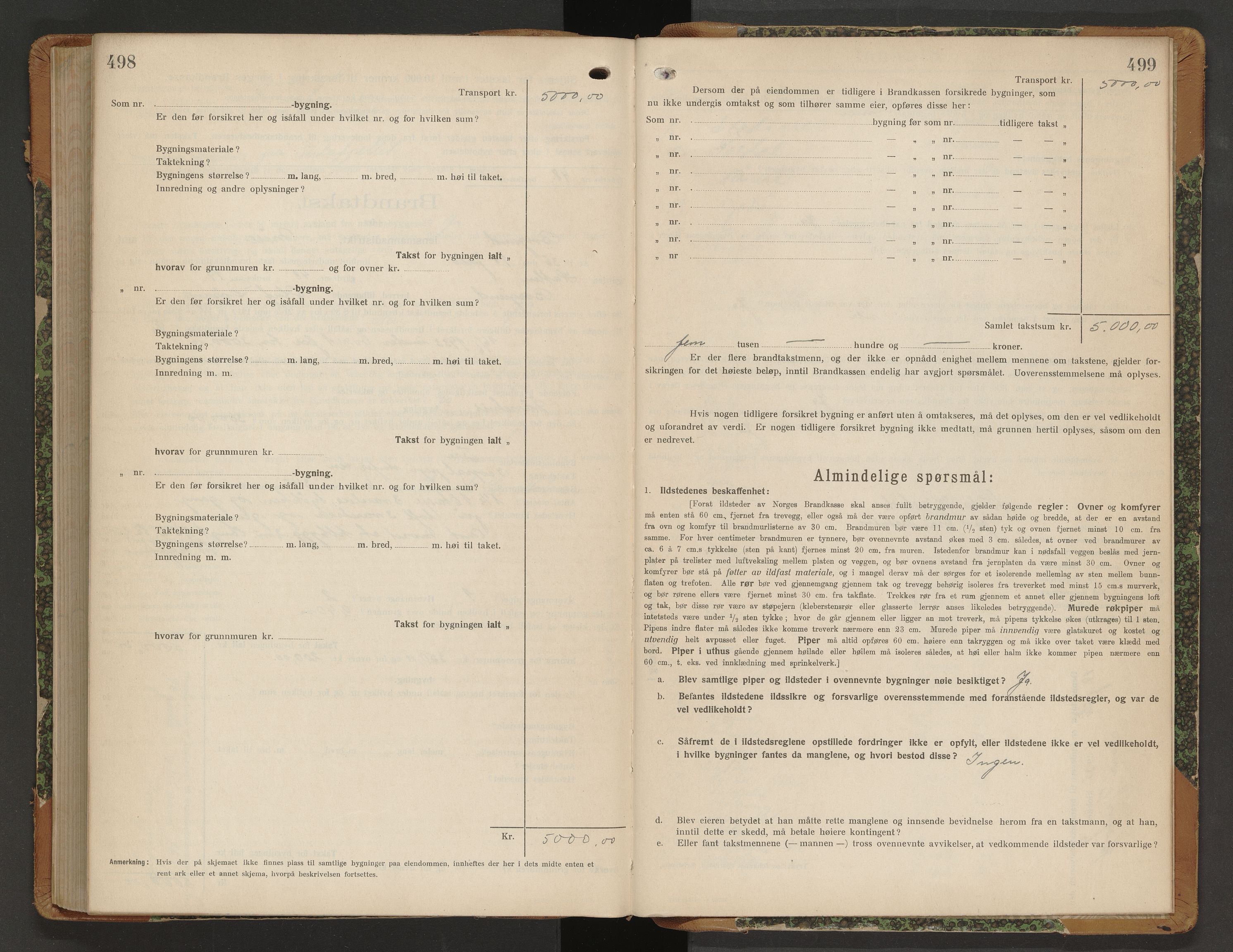 Norges Brannkasse Borgund, AV/SAT-A-5495/Fb/L0001: Branntakstprotokoll, 1919-1935, p. 498-499