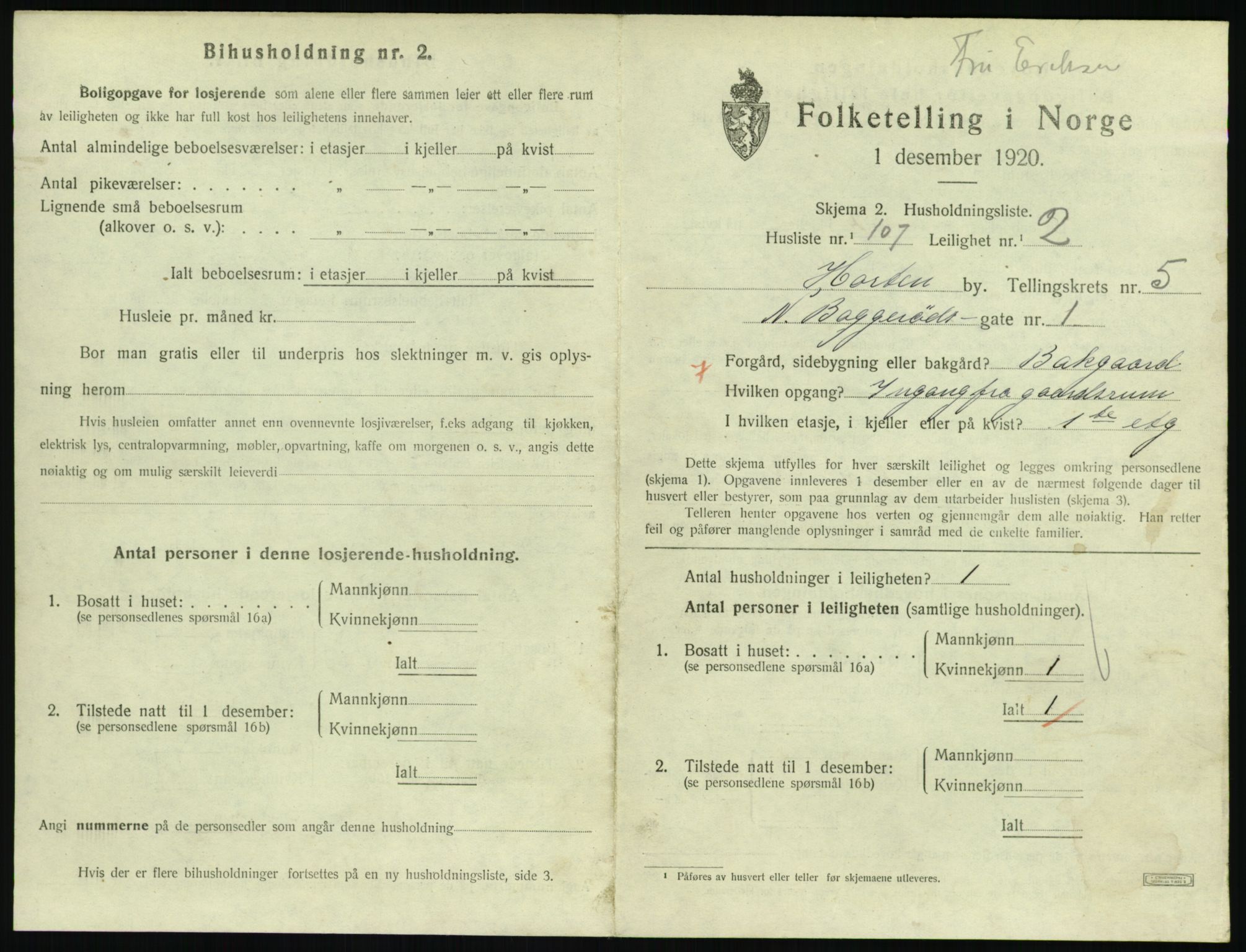 SAKO, 1920 census for Horten, 1920, p. 6047