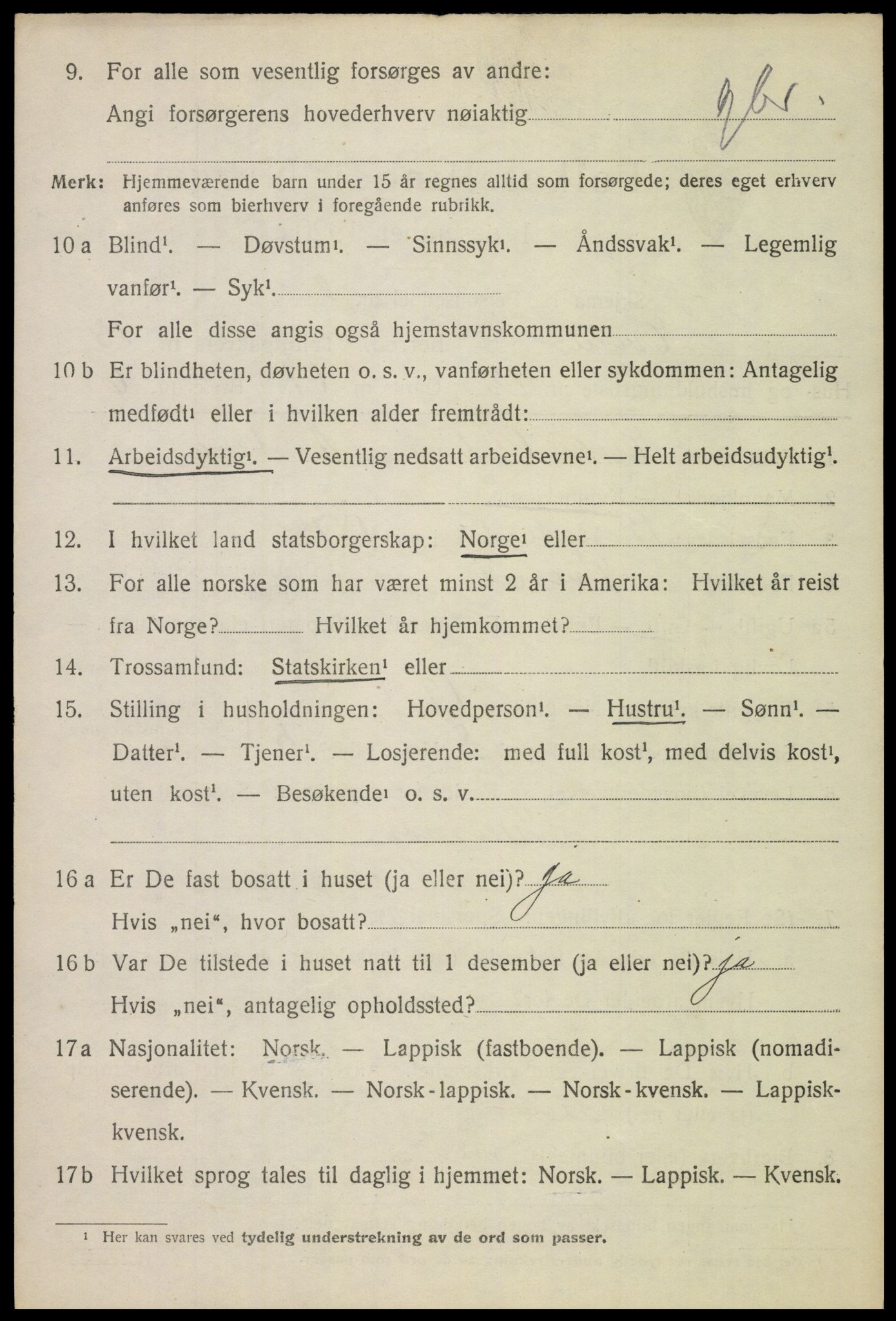 SAT, 1920 census for Evenes, 1920, p. 12039