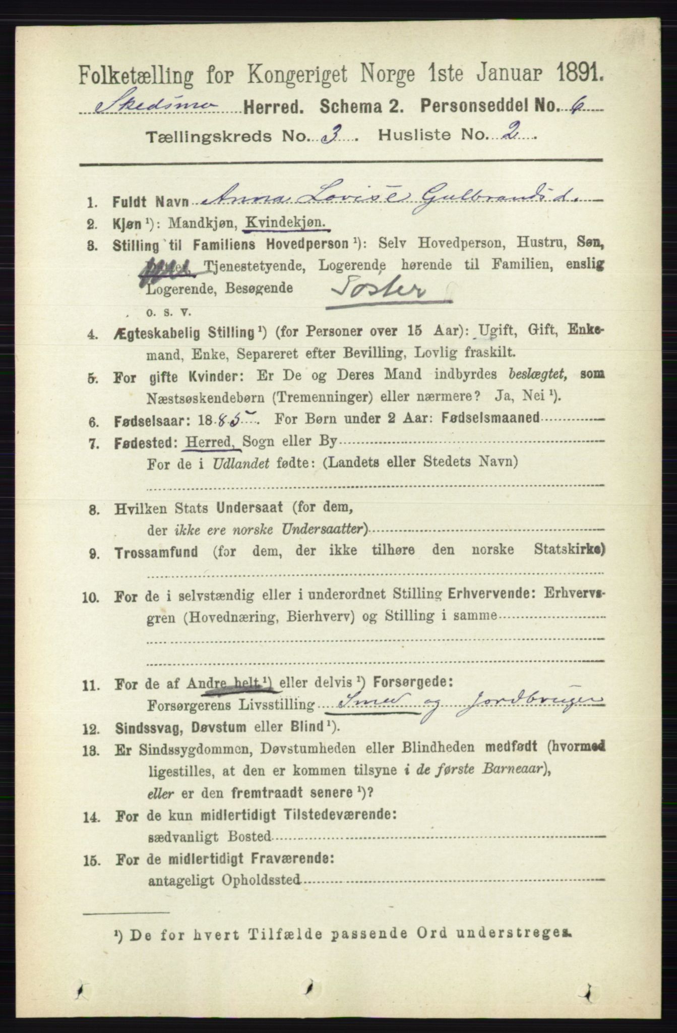 RA, 1891 census for 0231 Skedsmo, 1891, p. 1317
