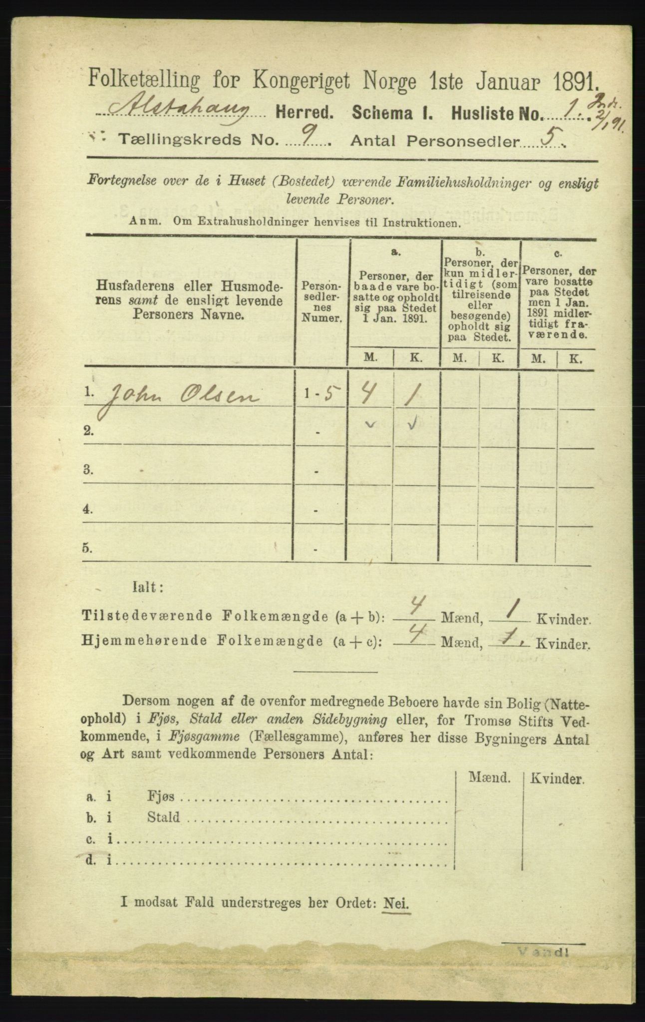 RA, 1891 census for 1820 Alstahaug, 1891, p. 3205