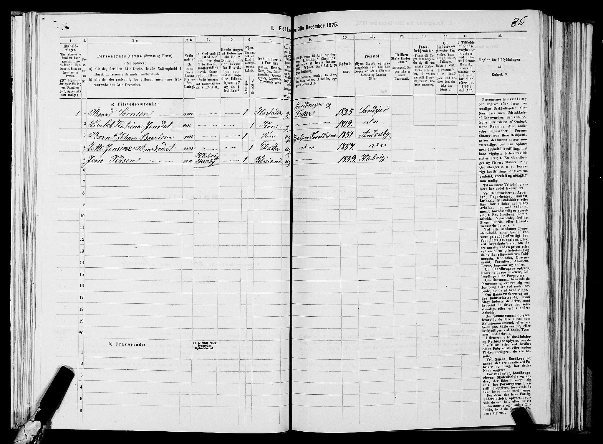 SATØ, 1875 census for 2029L Vadsø/Vadsø, 1875, p. 1085