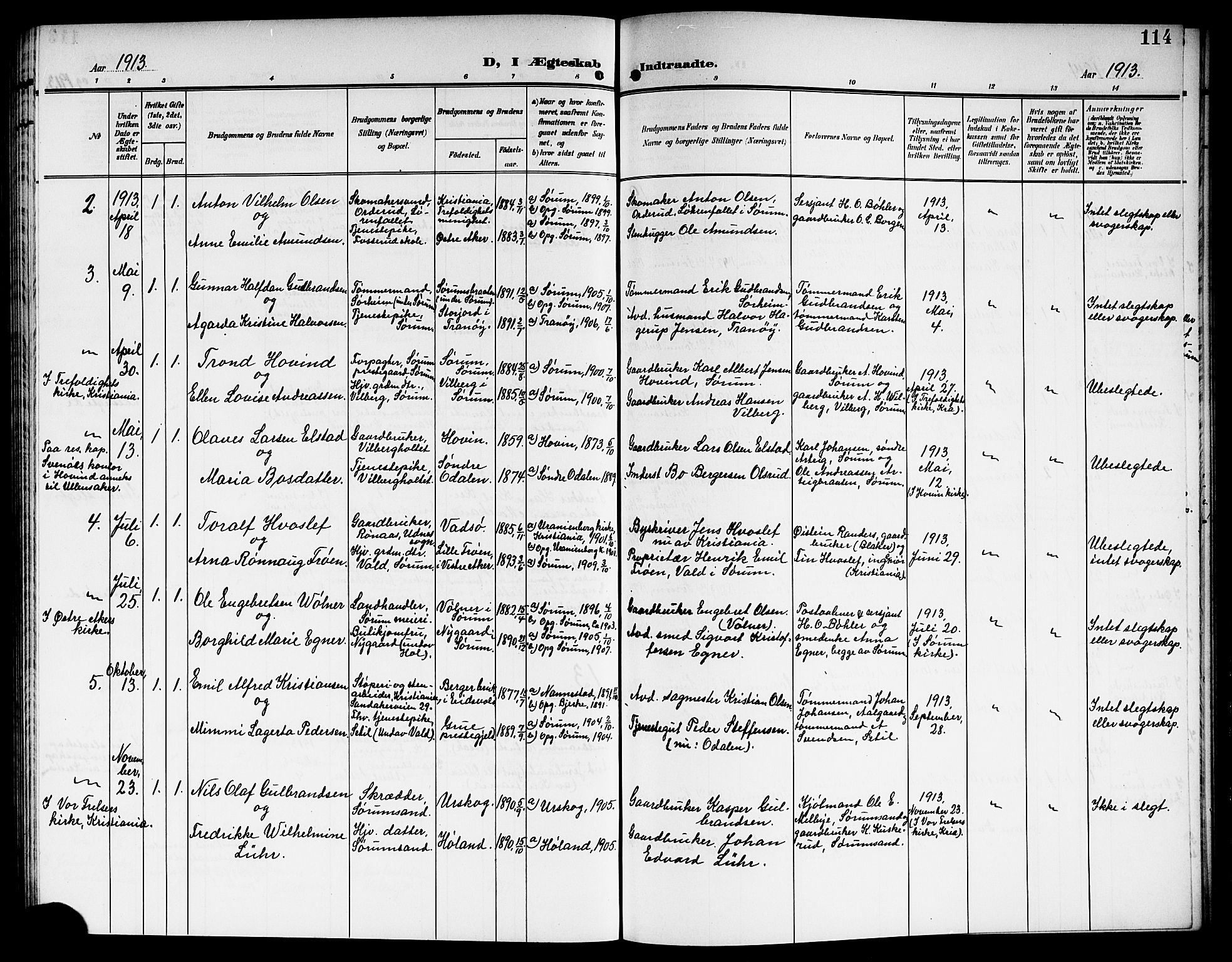 Sørum prestekontor Kirkebøker, SAO/A-10303/G/Ga/L0007: Parish register (copy) no. I 7, 1907-1917, p. 114