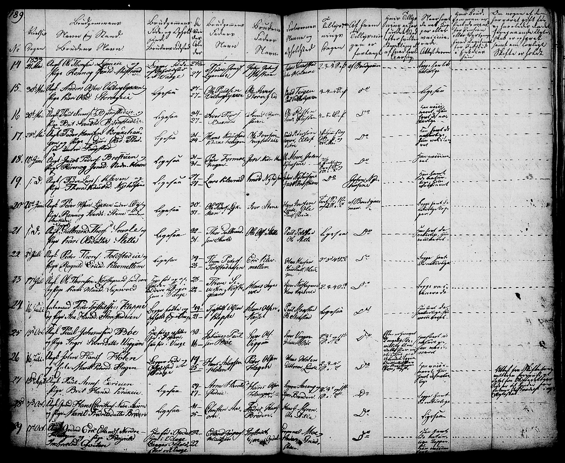 Vågå prestekontor, SAH/PREST-076/H/Ha/Haa/L0004: Parish register (official) no. 4 /1, 1827-1842, p. 189