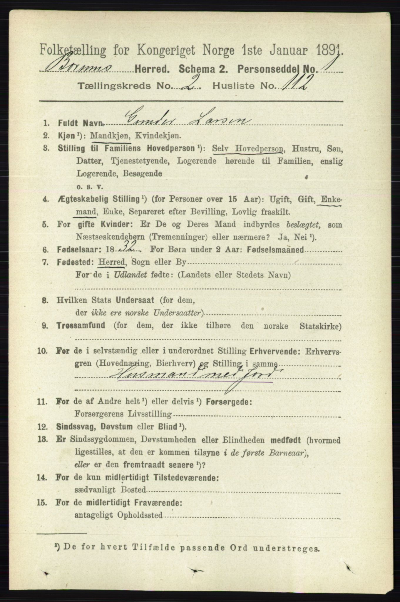 RA, 1891 census for 0219 Bærum, 1891, p. 1892