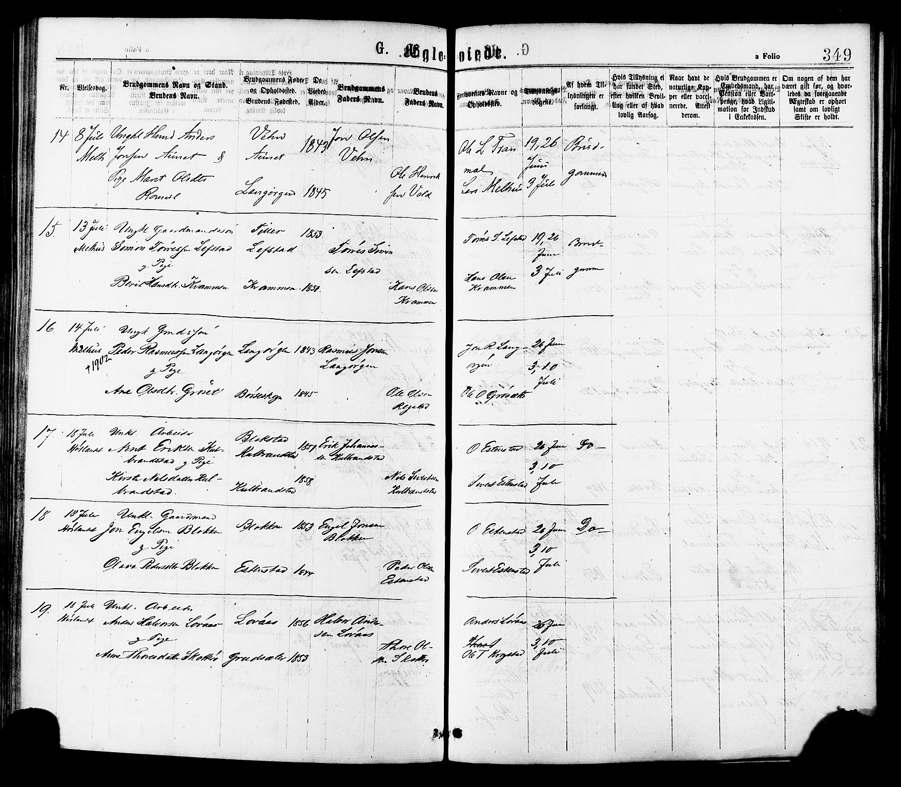 Ministerialprotokoller, klokkerbøker og fødselsregistre - Sør-Trøndelag, SAT/A-1456/691/L1079: Parish register (official) no. 691A11, 1873-1886, p. 349