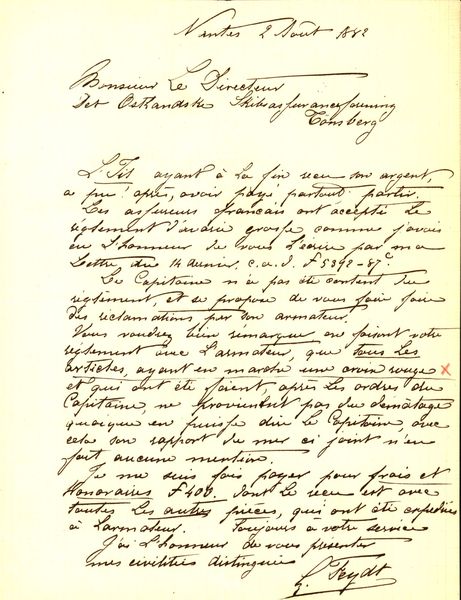 Pa 63 - Østlandske skibsassuranceforening, VEMU/A-1079/G/Ga/L0015/0007: Havaridokumenter / Jil, B.M. Width, Luca, Flora, Drammen, 1882, p. 6