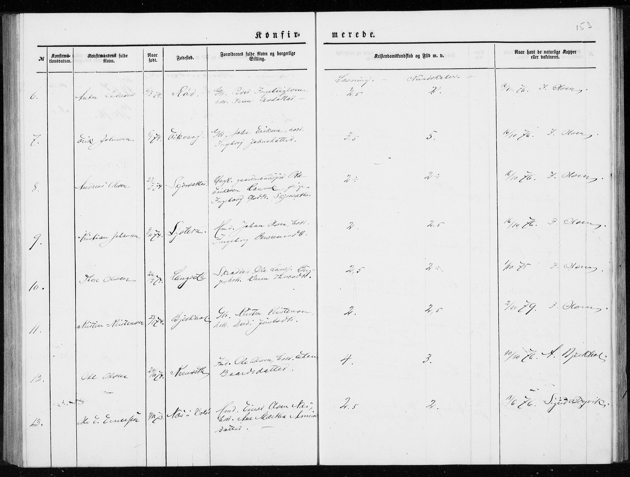 Ministerialprotokoller, klokkerbøker og fødselsregistre - Møre og Romsdal, AV/SAT-A-1454/551/L0631: Parish register (copy) no. 551C03, 1886-1894, p. 153