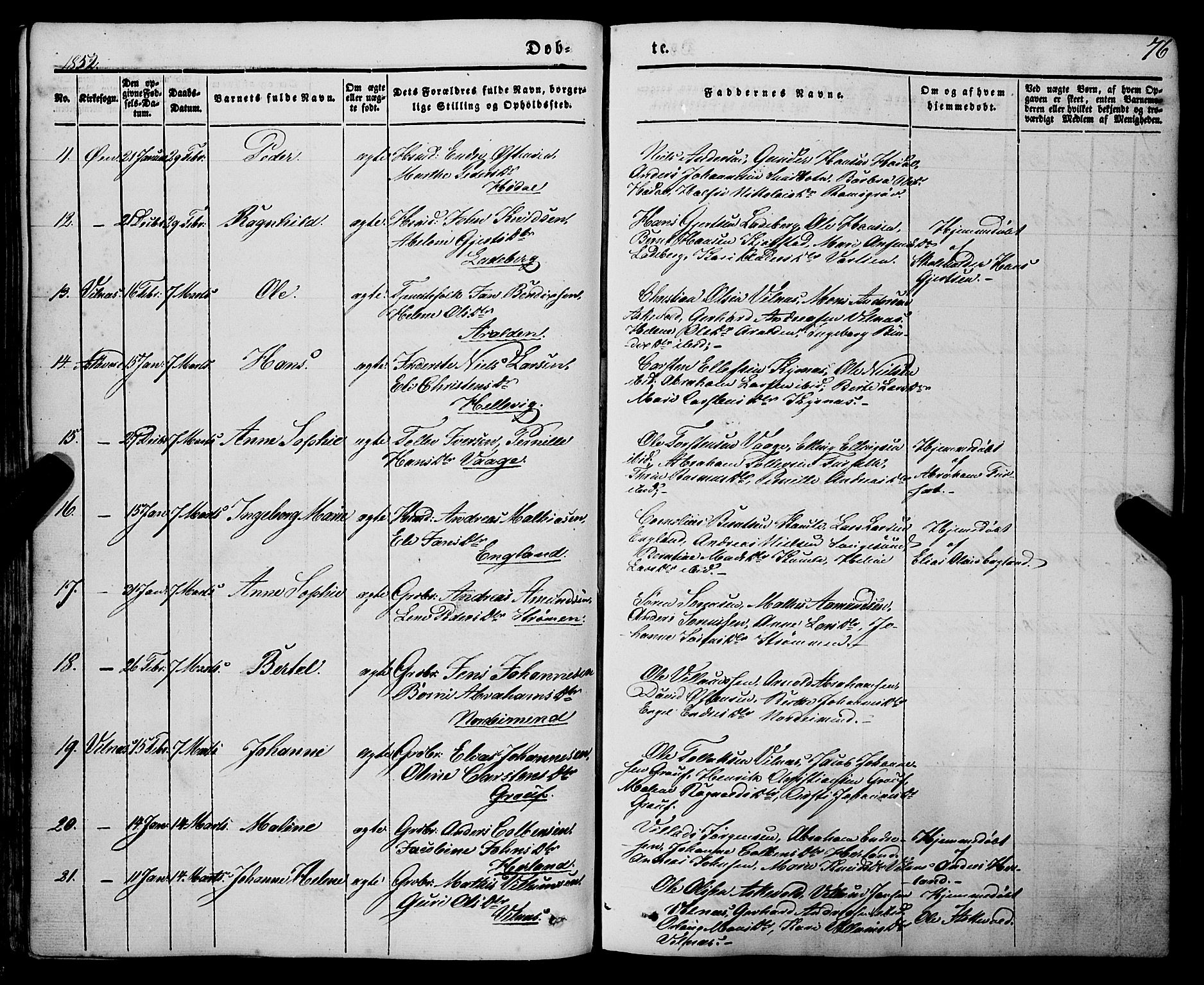 Askvoll sokneprestembete, AV/SAB-A-79501/H/Haa/Haaa/L0011/0001: Parish register (official) no. A 11 I, 1845-1864, p. 76