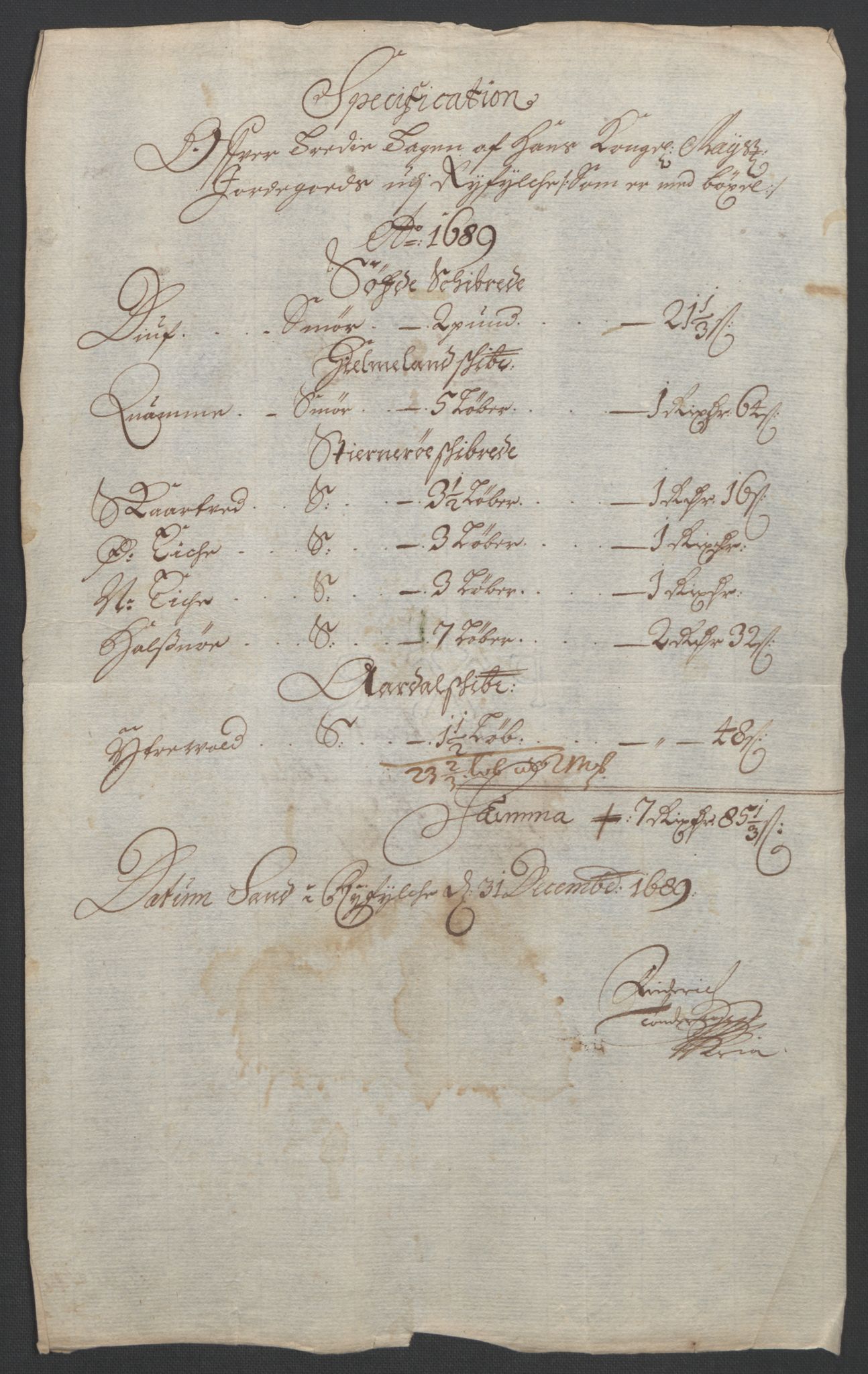 Rentekammeret inntil 1814, Reviderte regnskaper, Fogderegnskap, RA/EA-4092/R47/L2856: Fogderegnskap Ryfylke, 1689-1693, p. 14