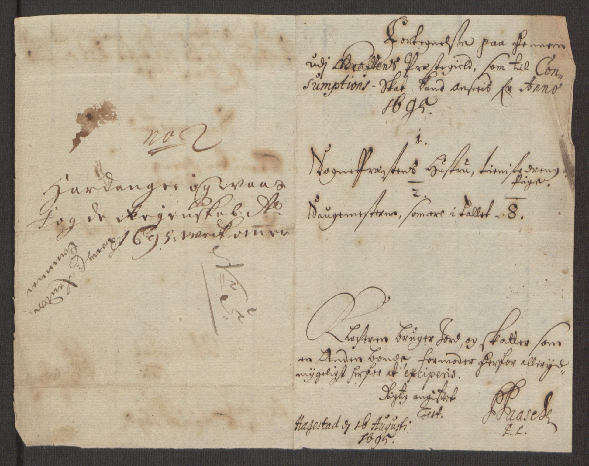 Rentekammeret inntil 1814, Reviderte regnskaper, Fogderegnskap, AV/RA-EA-4092/R48/L2976: Fogderegnskap Sunnhordland og Hardanger, 1695-1696, p. 161