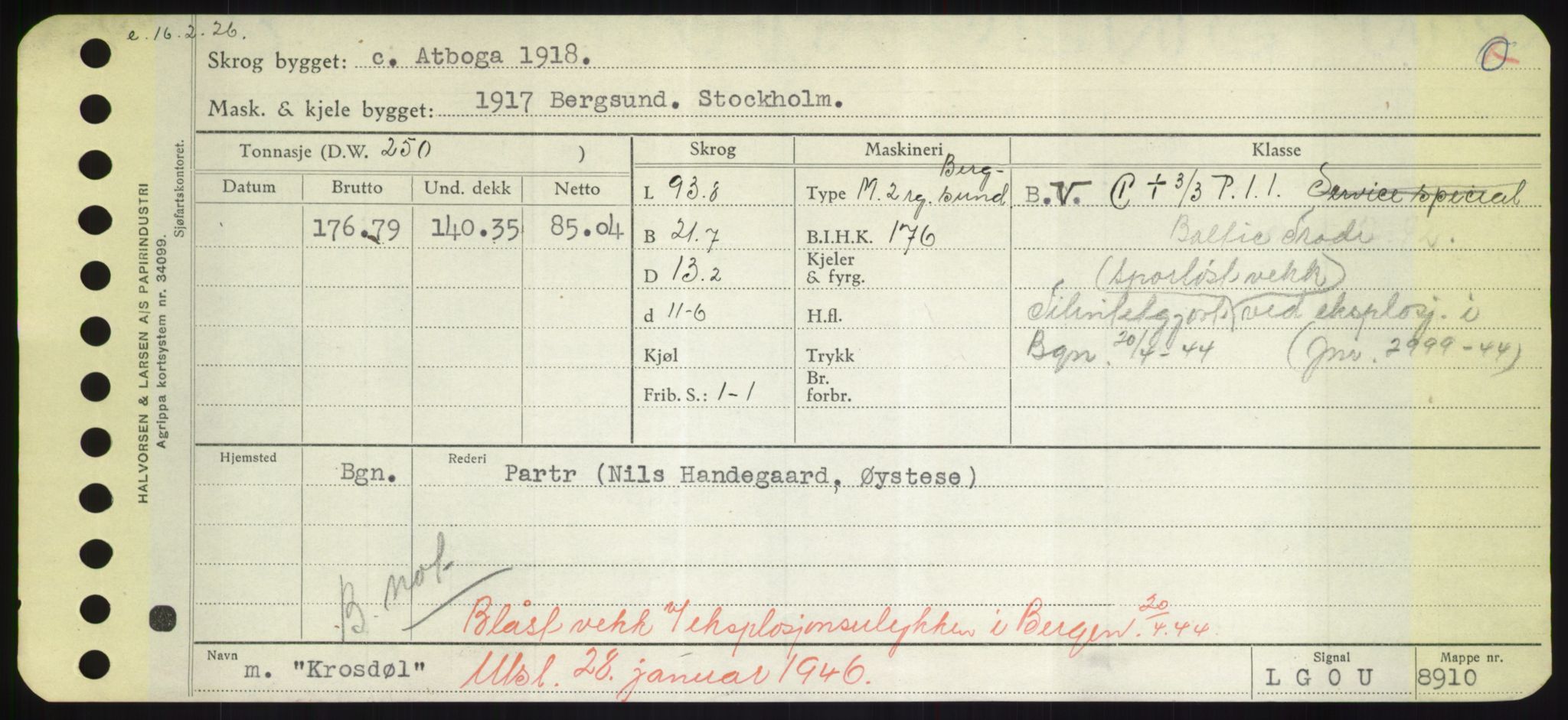 Sjøfartsdirektoratet med forløpere, Skipsmålingen, RA/S-1627/H/Hd/L0021: Fartøy, Kor-Kår, p. 217