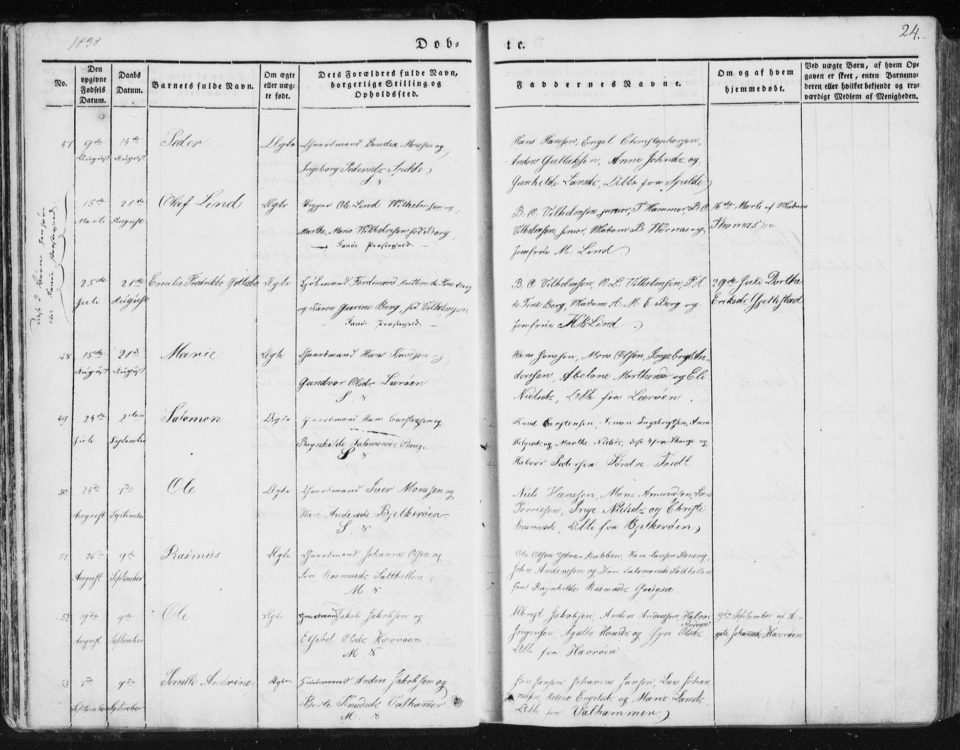 Sund sokneprestembete, AV/SAB-A-99930: Parish register (official) no. A 13, 1835-1849, p. 24