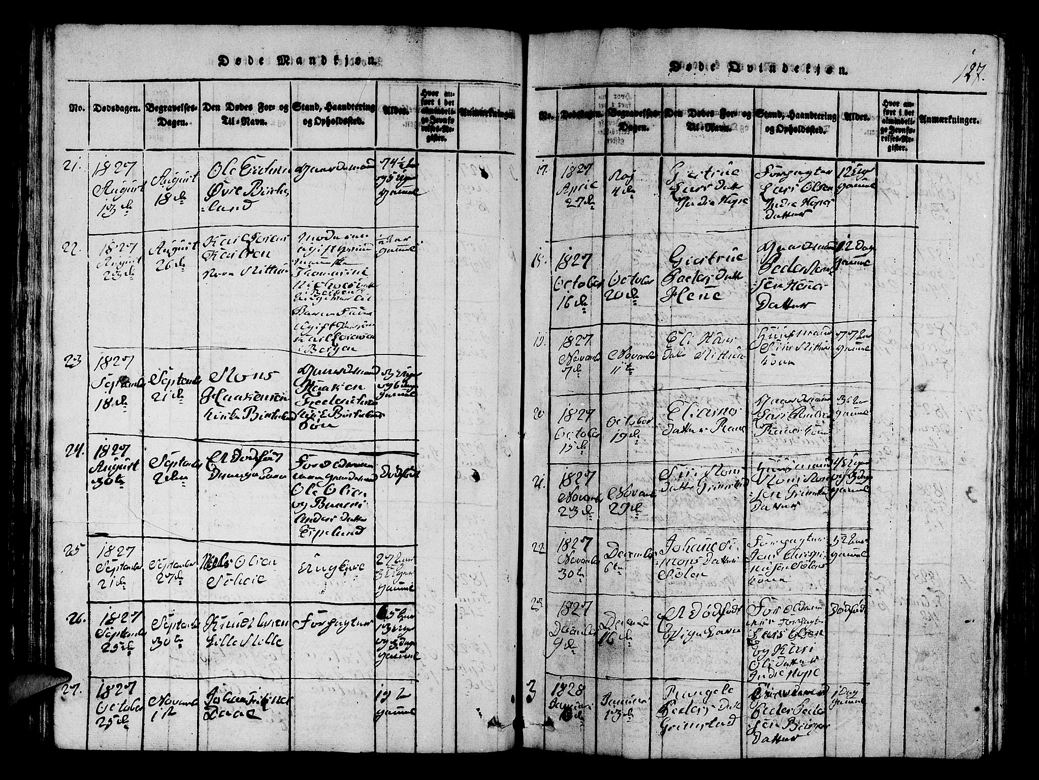 Fana Sokneprestembete, SAB/A-75101/H/Hab/Haba/L0001: Parish register (copy) no. A 1, 1816-1836, p. 127