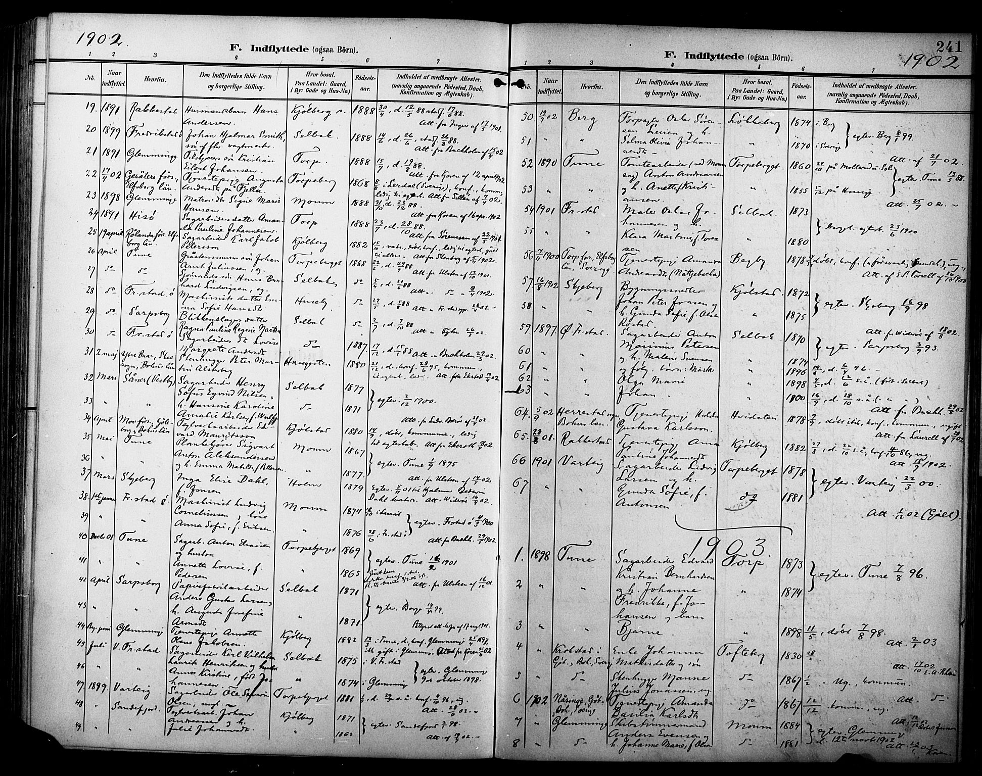 Borge prestekontor Kirkebøker, AV/SAO-A-10903/F/Fa/L0009: Parish register (official) no. I 9, 1902-1911, p. 241