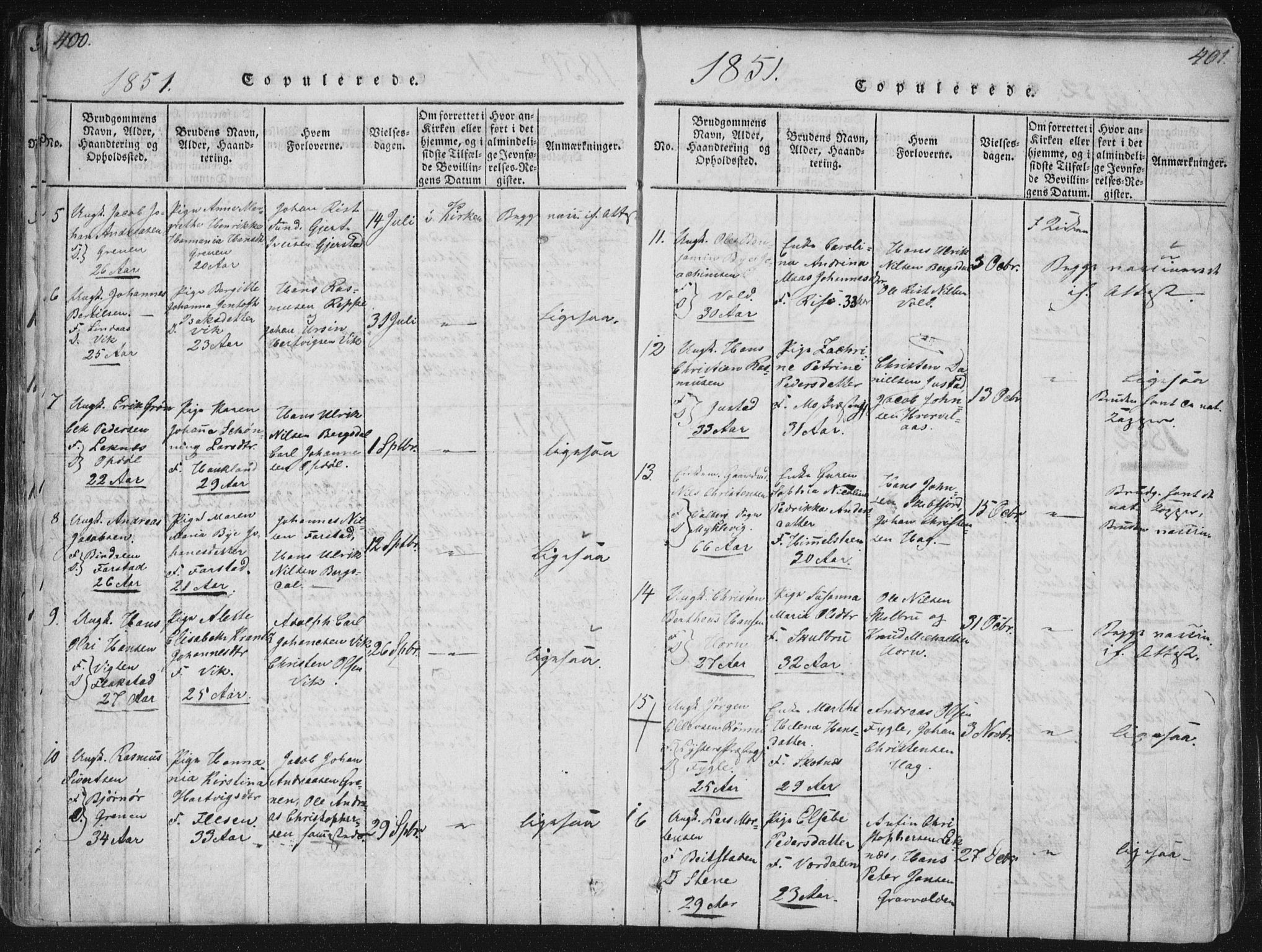 Ministerialprotokoller, klokkerbøker og fødselsregistre - Nordland, AV/SAT-A-1459/881/L1164: Parish register (copy) no. 881C01, 1818-1853, p. 400-401