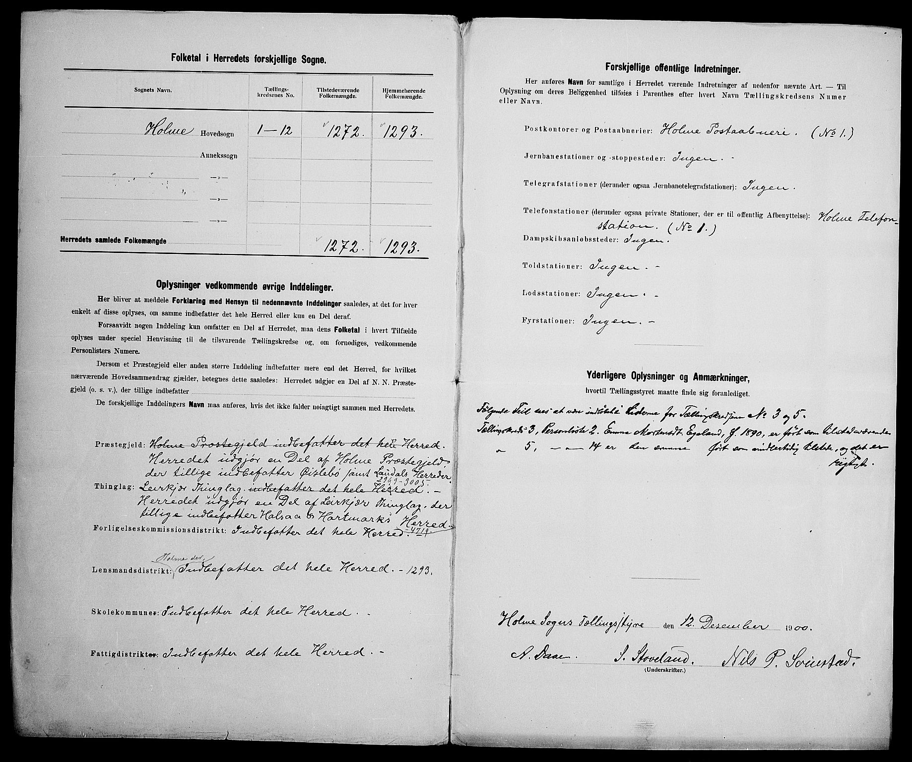 SAK, 1900 census for Holum, 1900, p. 3