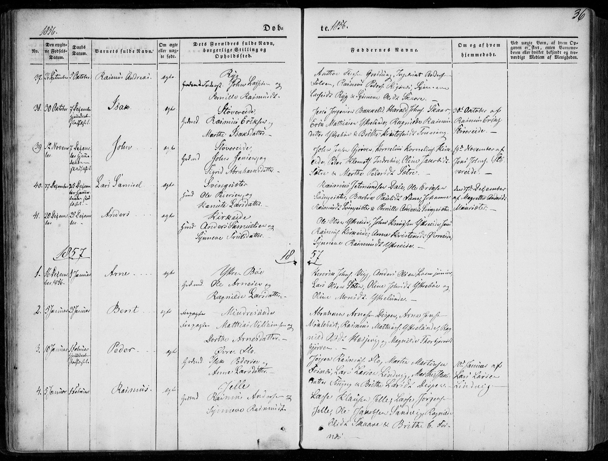 Stryn Sokneprestembete, SAB/A-82501: Parish register (official) no. A 2, 1844-1861, p. 36