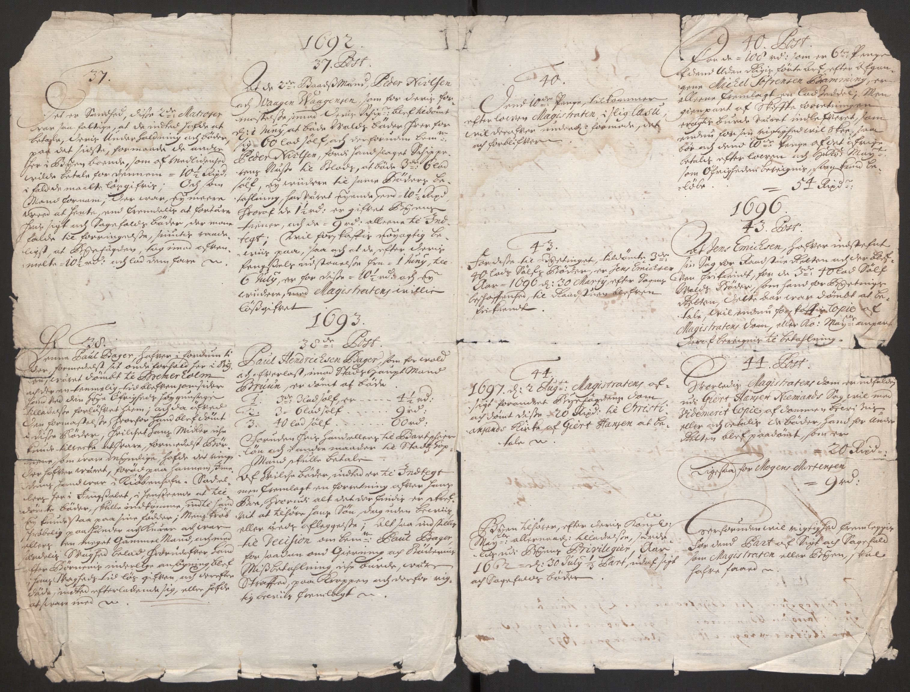 Rentekammeret inntil 1814, Reviderte regnskaper, Byregnskaper, AV/RA-EA-4066/R/Rm/L0285: [M18] Sikt og sakefall, 1681-1718, p. 376