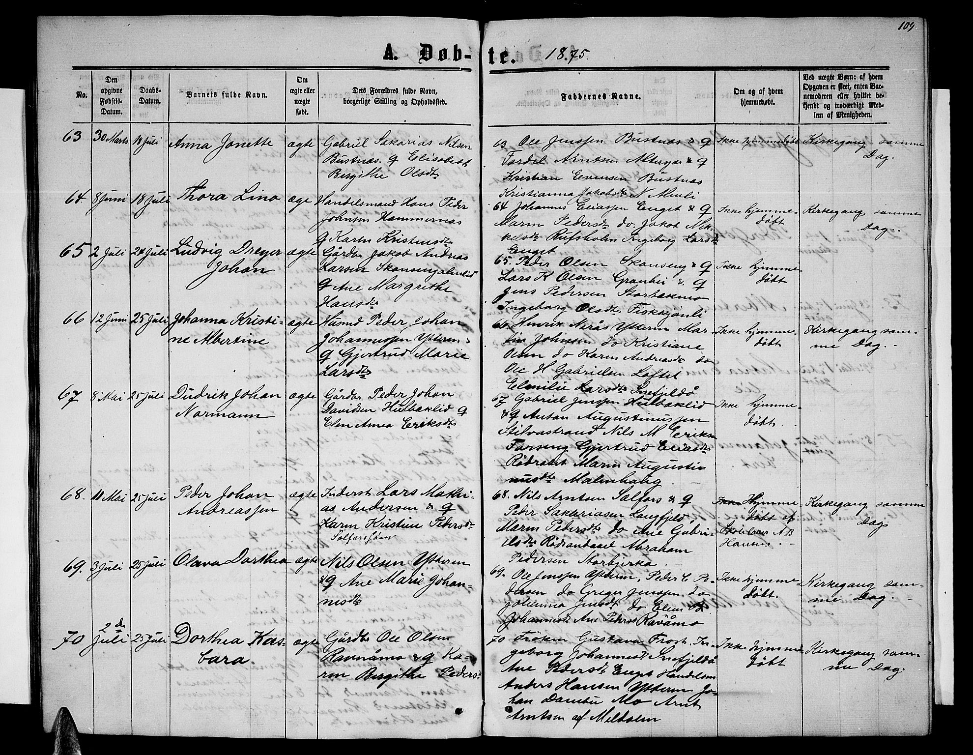 Ministerialprotokoller, klokkerbøker og fødselsregistre - Nordland, AV/SAT-A-1459/827/L0415: Parish register (copy) no. 827C04, 1864-1886, p. 109