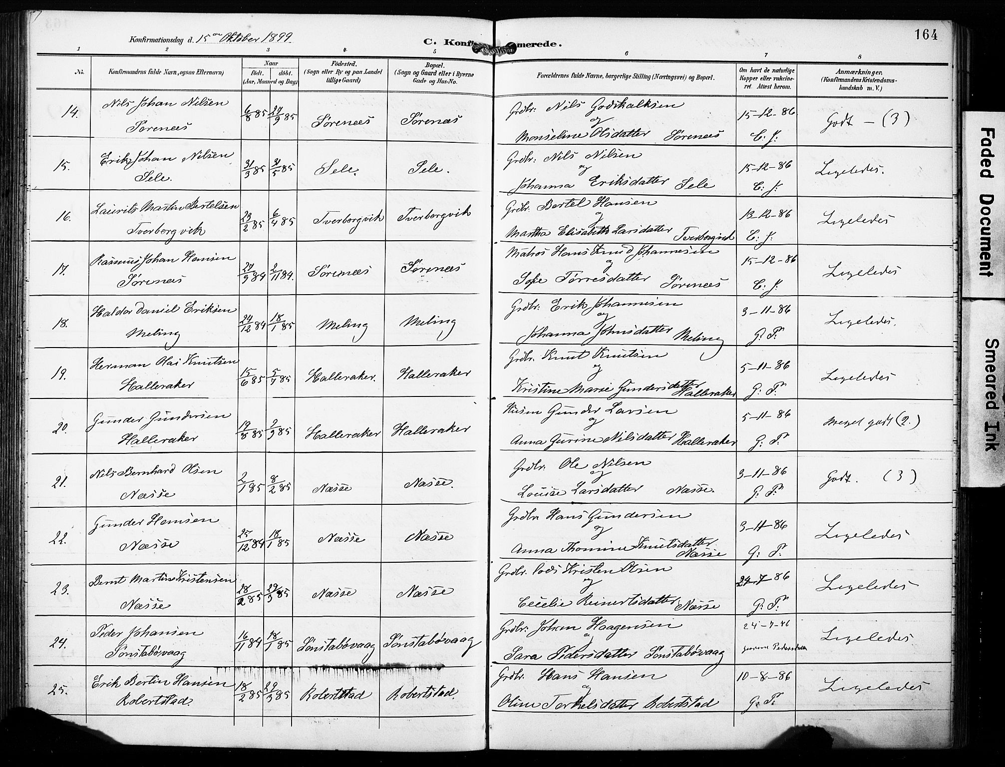 Finnås sokneprestembete, AV/SAB-A-99925/H/Ha/Haa/Haac/L0002: Parish register (official) no. C 2, 1895-1904, p. 164