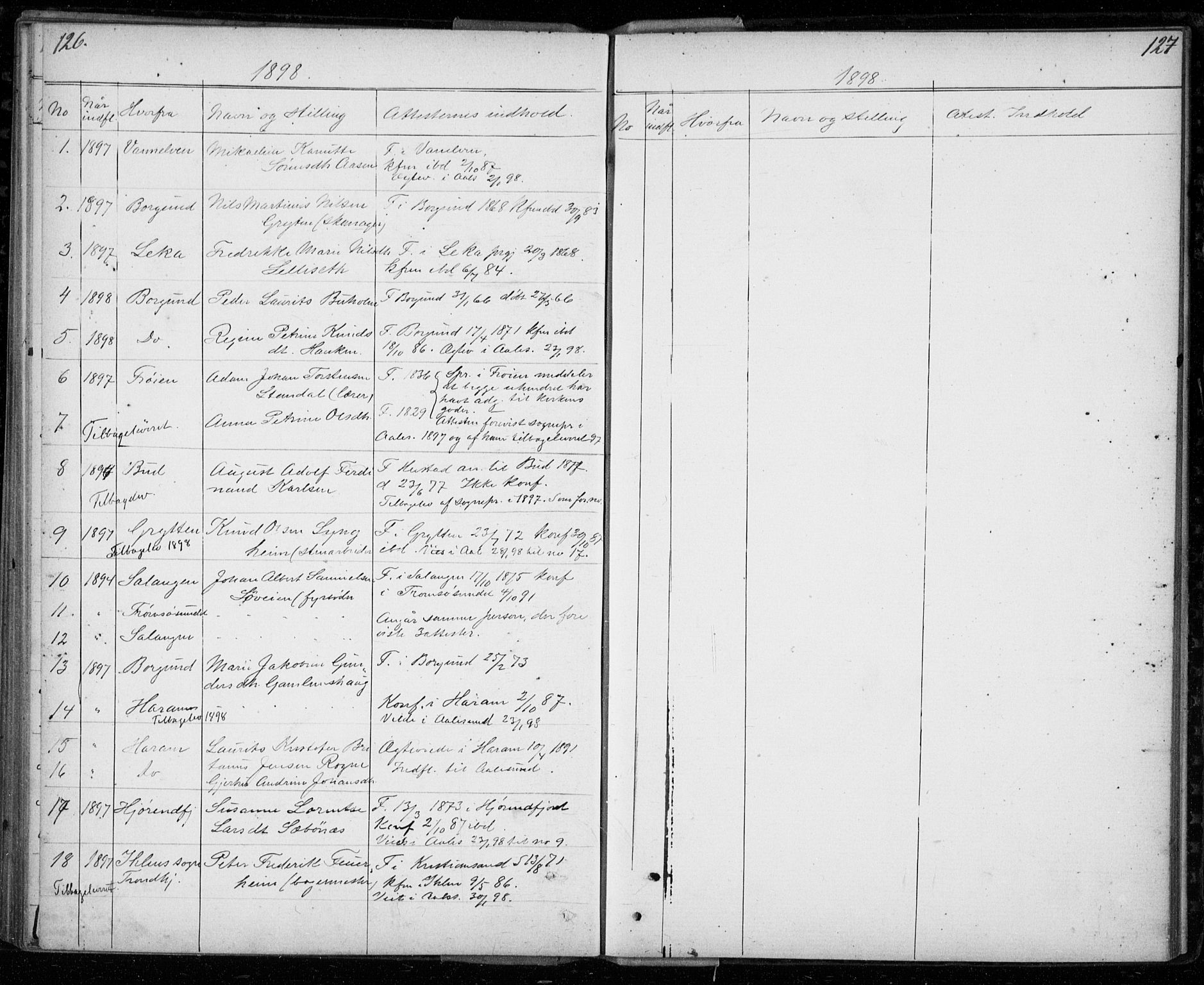 Ministerialprotokoller, klokkerbøker og fødselsregistre - Møre og Romsdal, AV/SAT-A-1454/529/L0481: Parish register (copy) no. 529C18, 1873-1898, p. 126-127