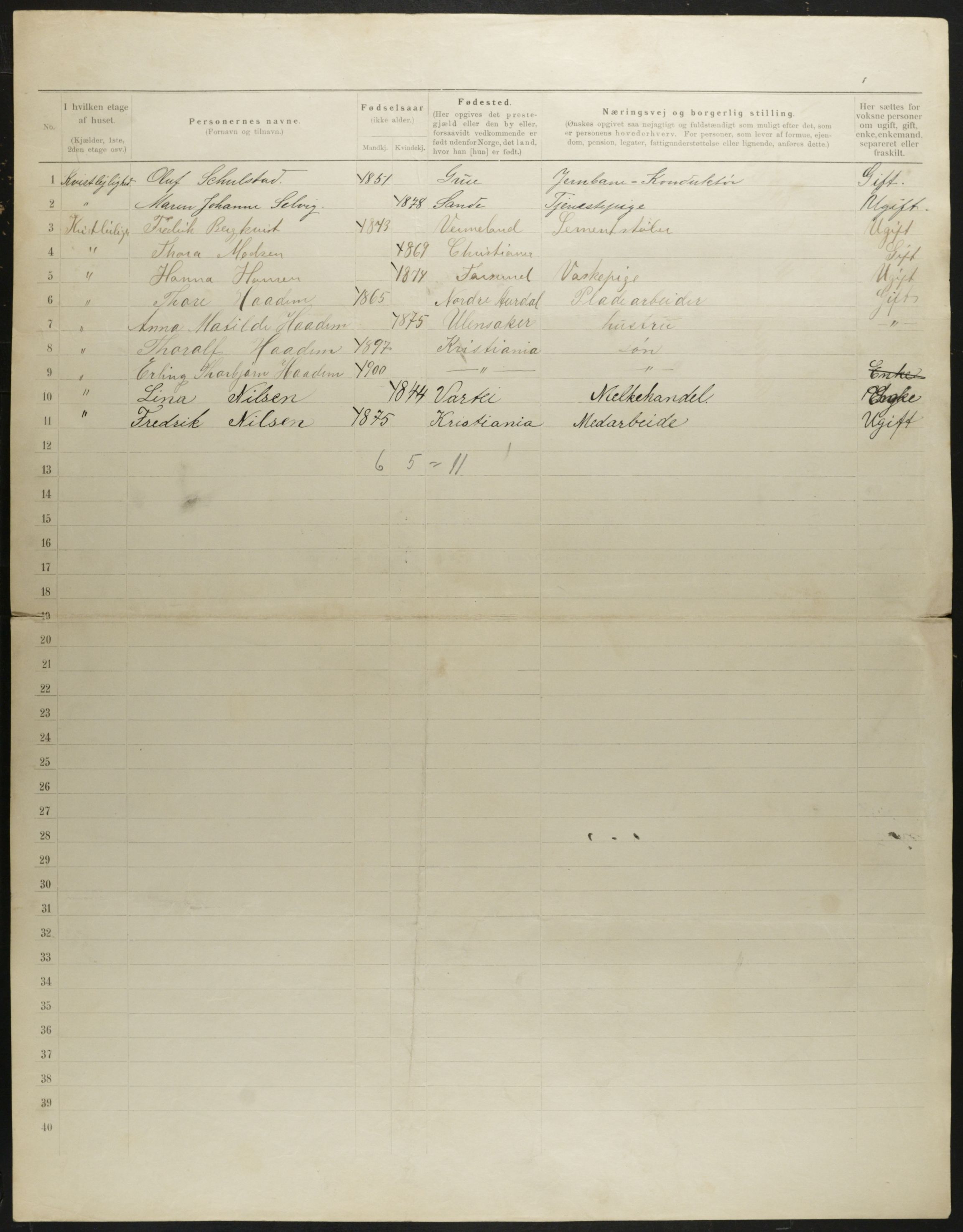 OBA, Municipal Census 1901 for Kristiania, 1901, p. 557