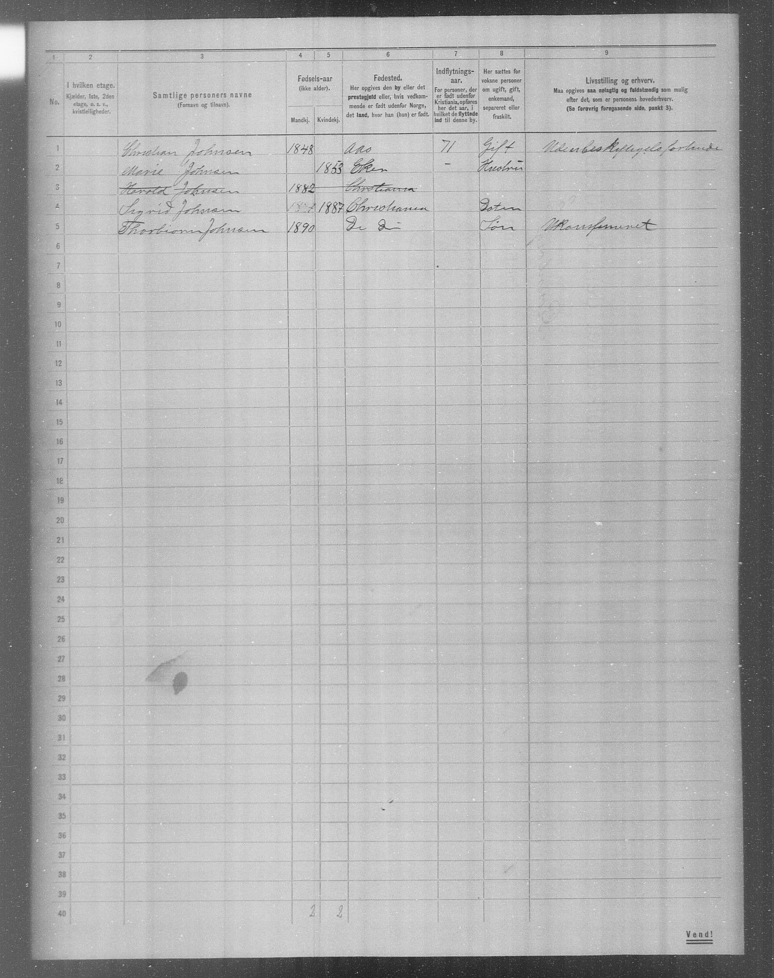 OBA, Municipal Census 1904 for Kristiania, 1904, p. 16068