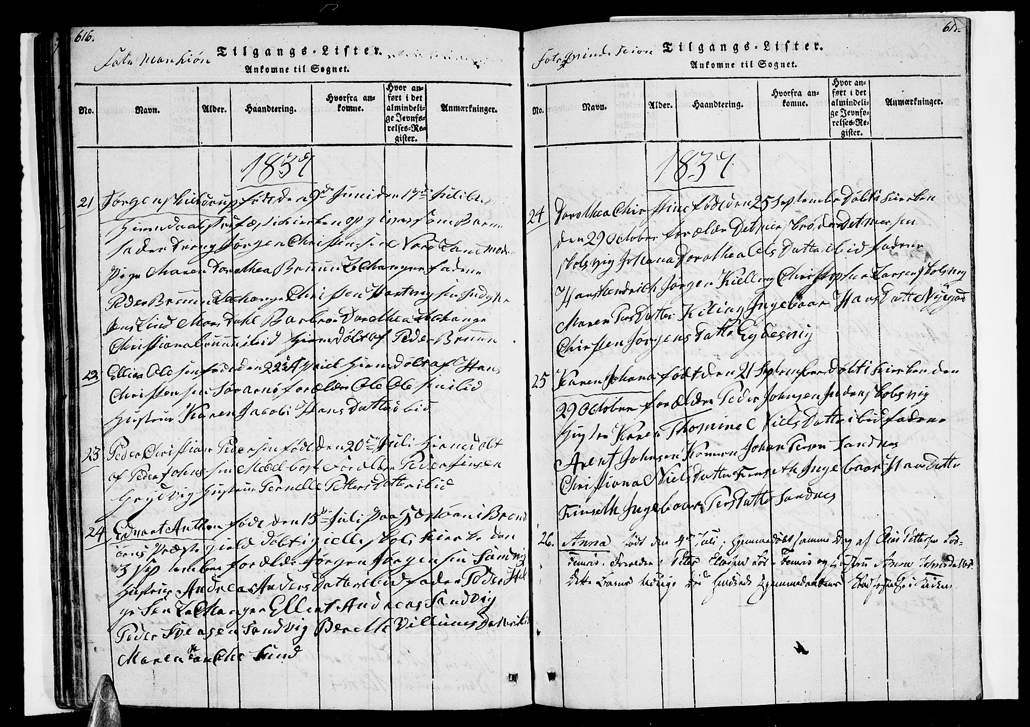 Ministerialprotokoller, klokkerbøker og fødselsregistre - Nordland, AV/SAT-A-1459/805/L0105: Parish register (copy) no. 805C01, 1820-1839, p. 616-617