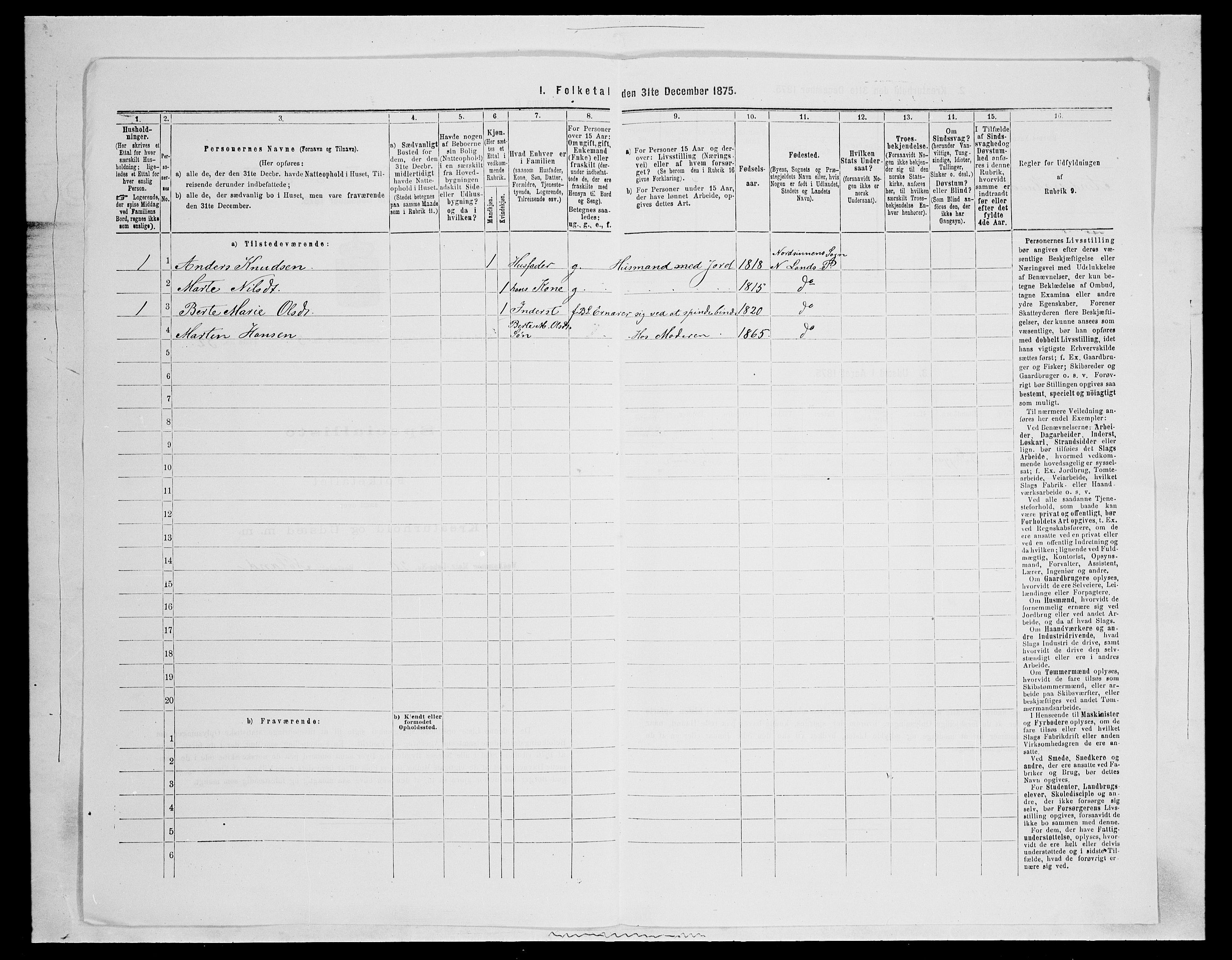 SAH, 1875 census for 0538P Nordre Land, 1875, p. 547