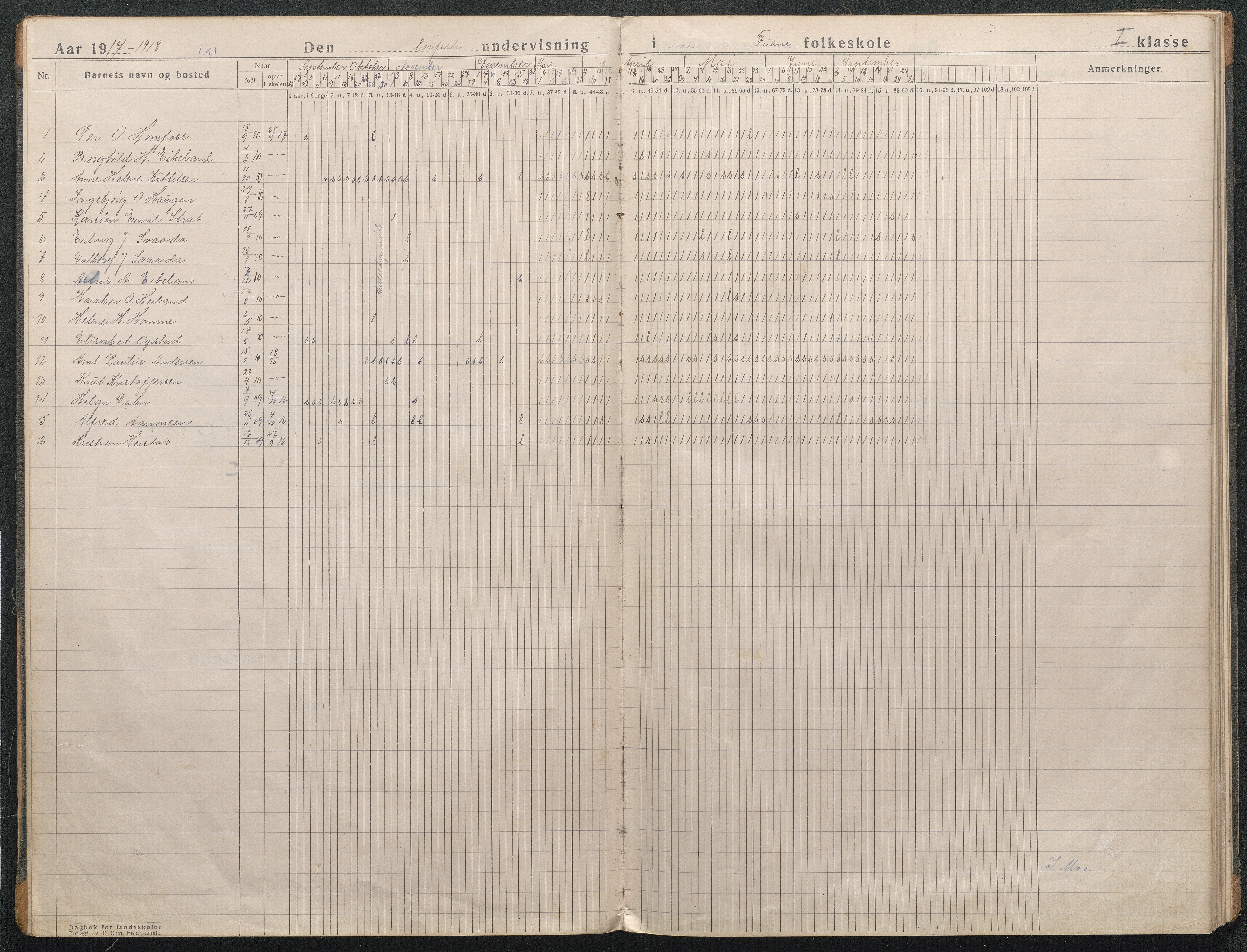Gjerstad Kommune, Fiane og Fossen Skole, AAMA/KA0911-550j/F01/L0007: Dagbok Fiane skole, 1917-1931