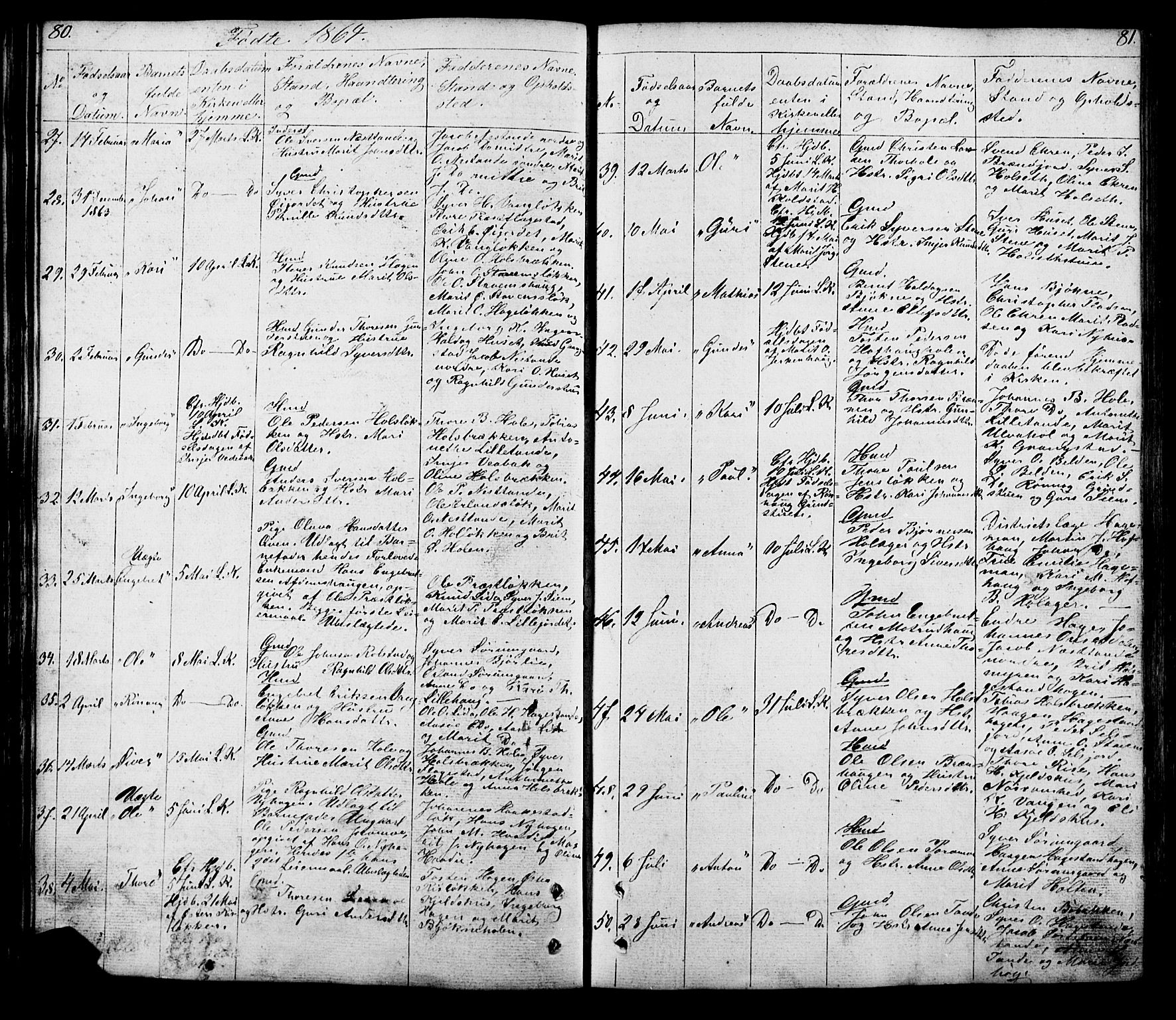 Lesja prestekontor, SAH/PREST-068/H/Ha/Hab/L0005: Parish register (copy) no. 5, 1850-1894, p. 80-81