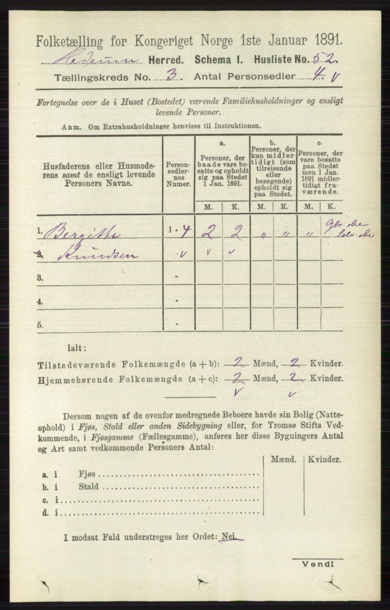 RA, 1891 census for 0727 Hedrum, 1891, p. 974