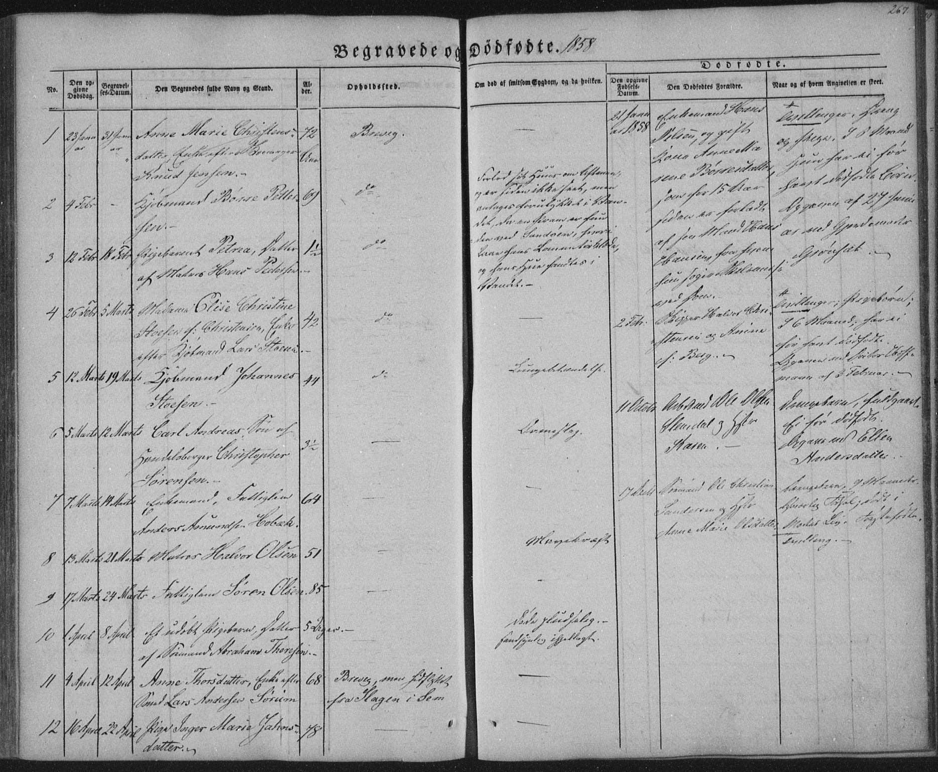 Brevik kirkebøker, SAKO/A-255/F/Fa/L0005: Parish register (official) no. 5, 1847-1865, p. 267