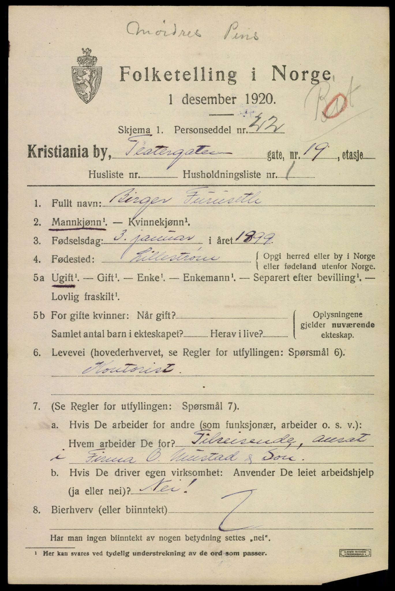 SAO, 1920 census for Kristiania, 1920, p. 564975