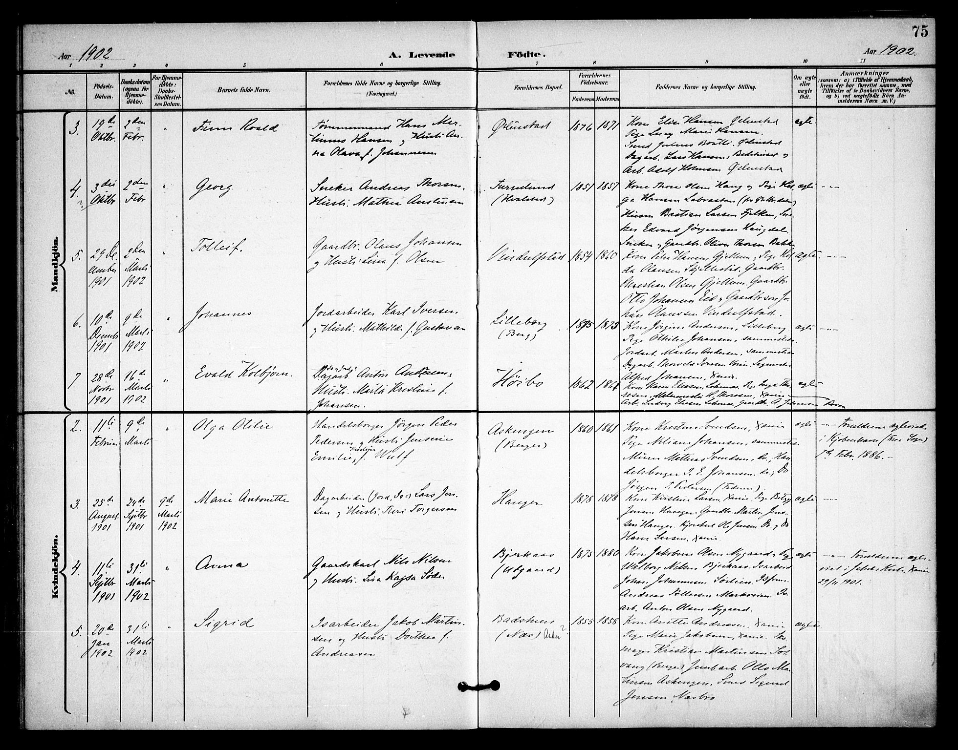 Asker prestekontor Kirkebøker, AV/SAO-A-10256a/F/Fa/L0015: Parish register (official) no. I 15, 1896-1915, p. 75