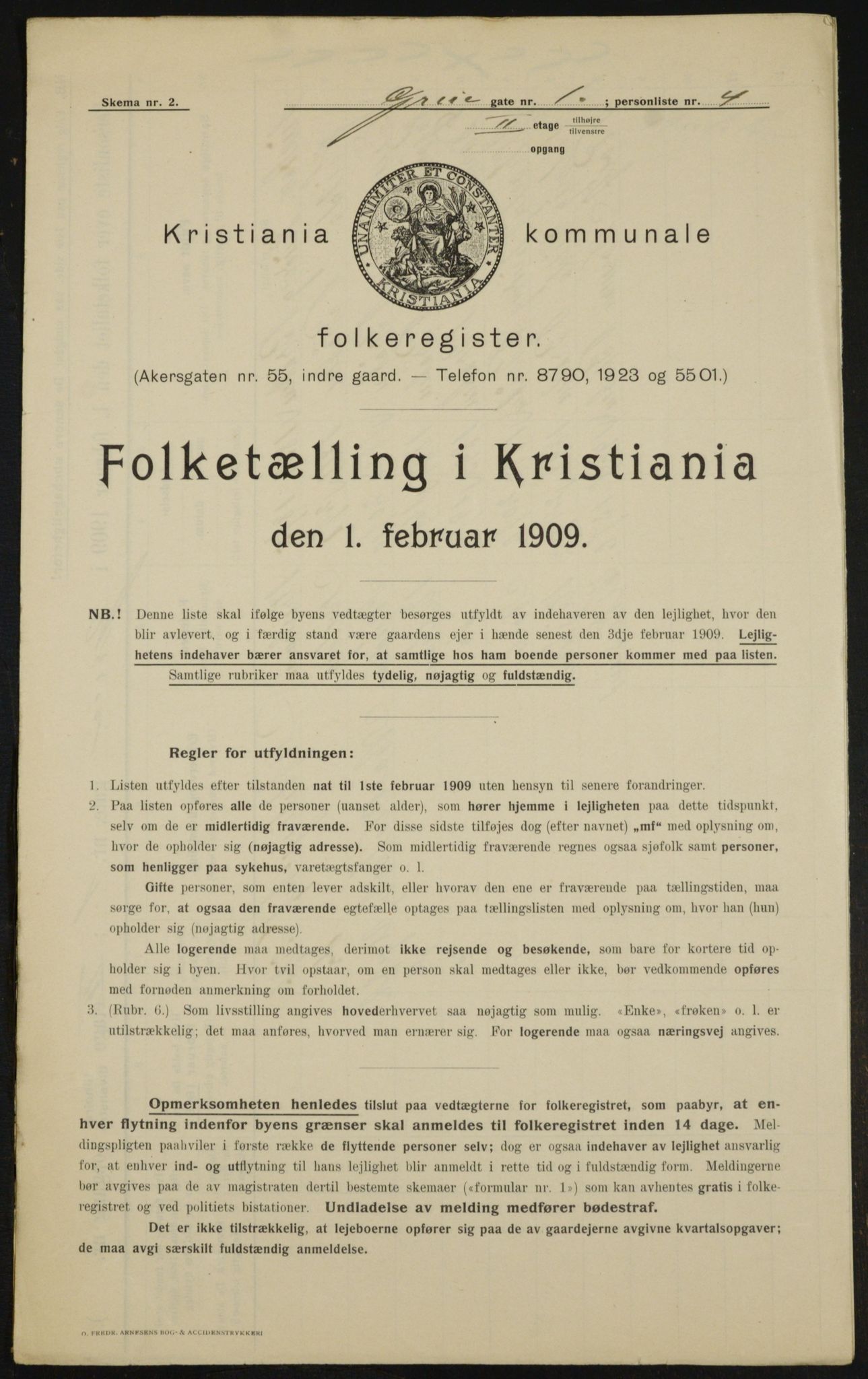 OBA, Municipal Census 1909 for Kristiania, 1909, p. 27474