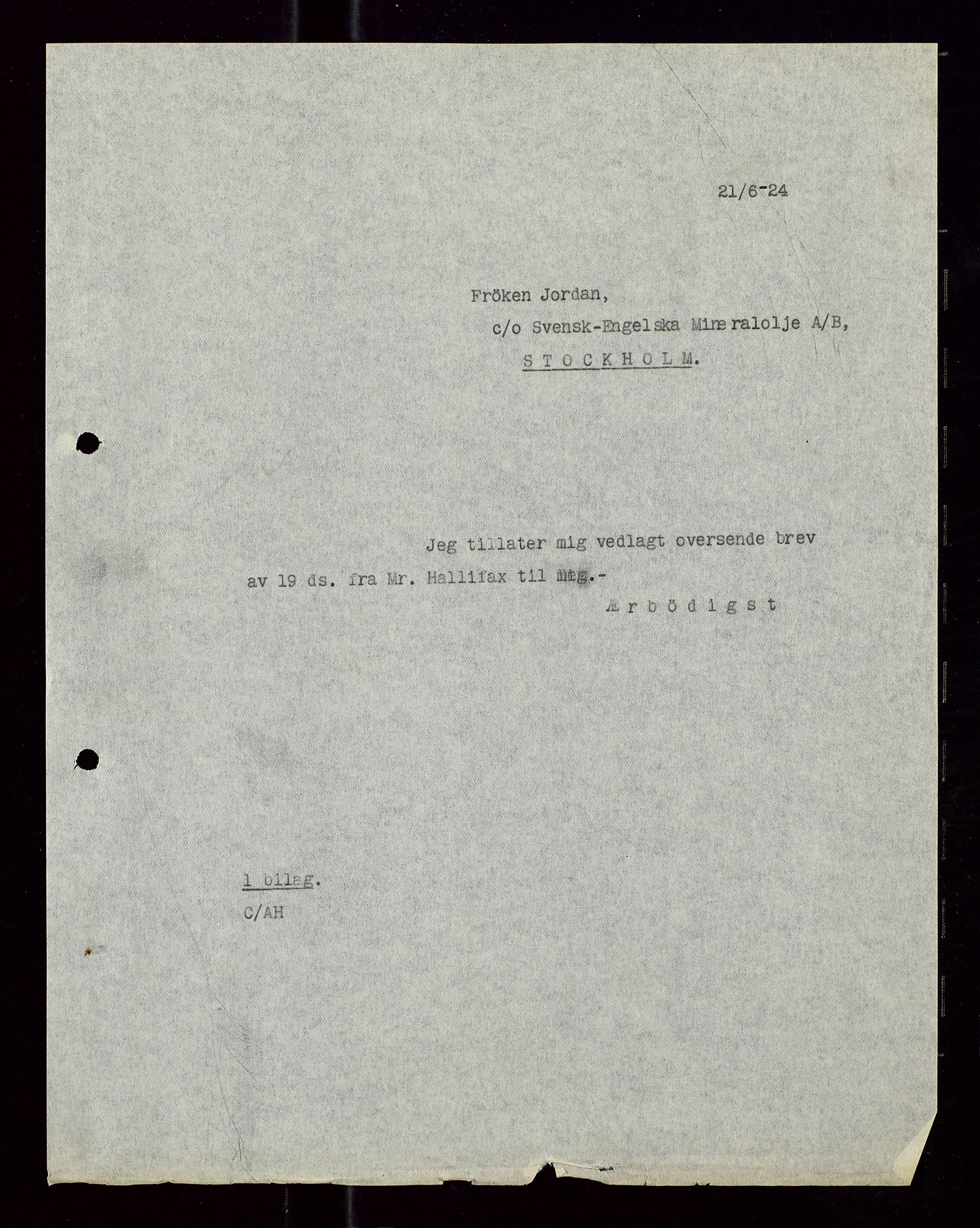 Pa 1521 - A/S Norske Shell, AV/SAST-A-101915/E/Ea/Eaa/L0012: Sjefskorrespondanse, 1924, p. 3