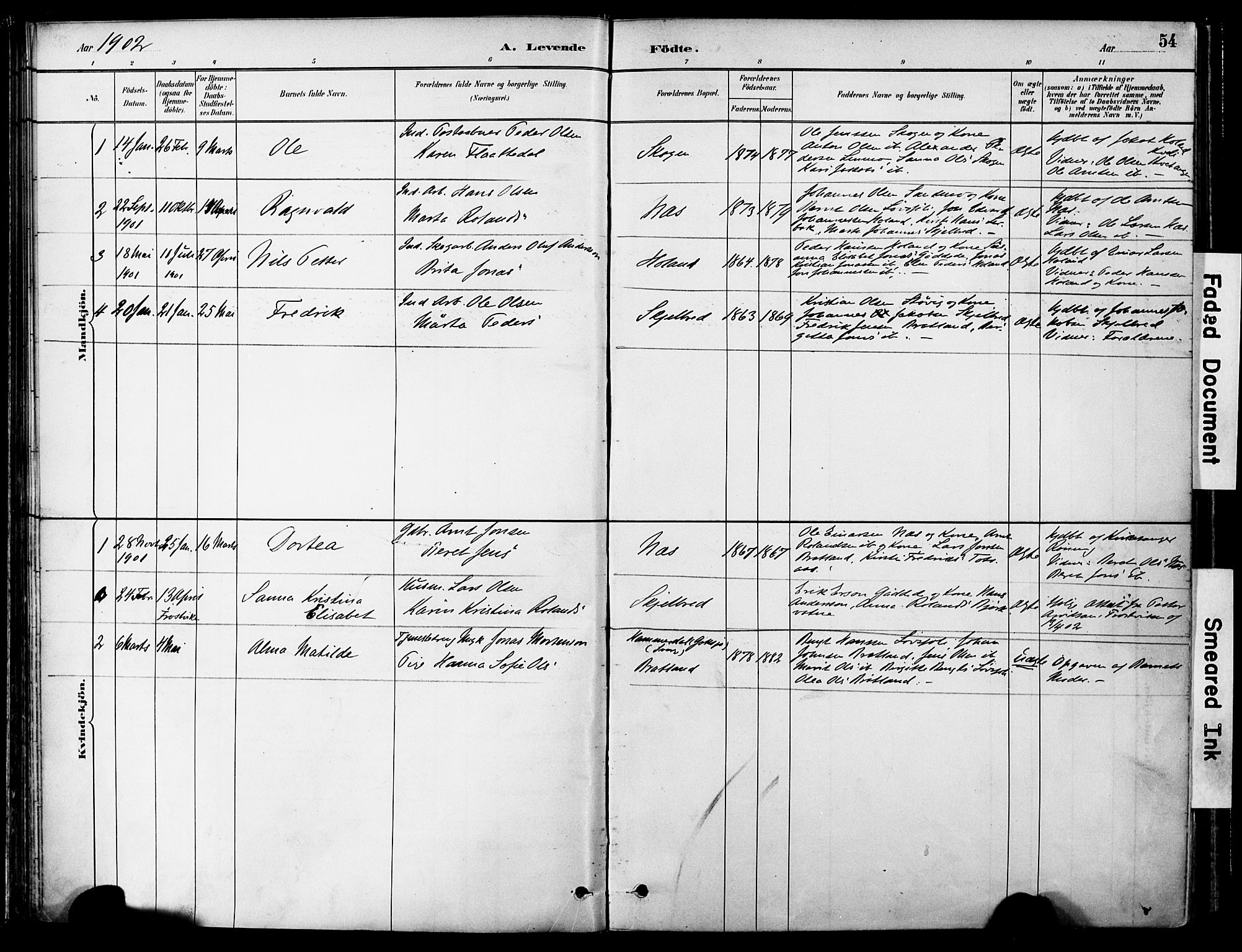 Ministerialprotokoller, klokkerbøker og fødselsregistre - Nord-Trøndelag, SAT/A-1458/755/L0494: Parish register (official) no. 755A03, 1882-1902, p. 54