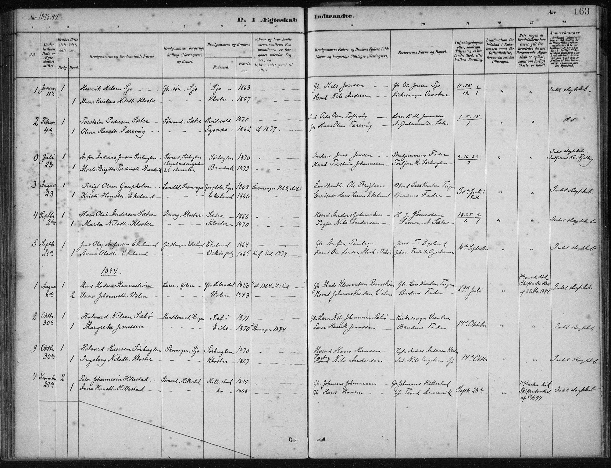 Fjelberg sokneprestembete, AV/SAB-A-75201/H/Haa: Parish register (official) no. C  1, 1879-1918, p. 163