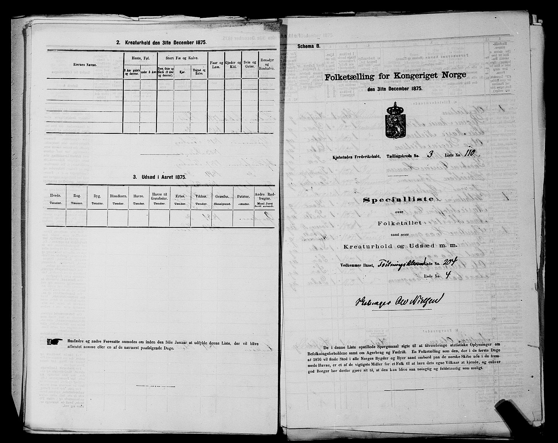 RA, 1875 census for 0101P Fredrikshald, 1875, p. 258