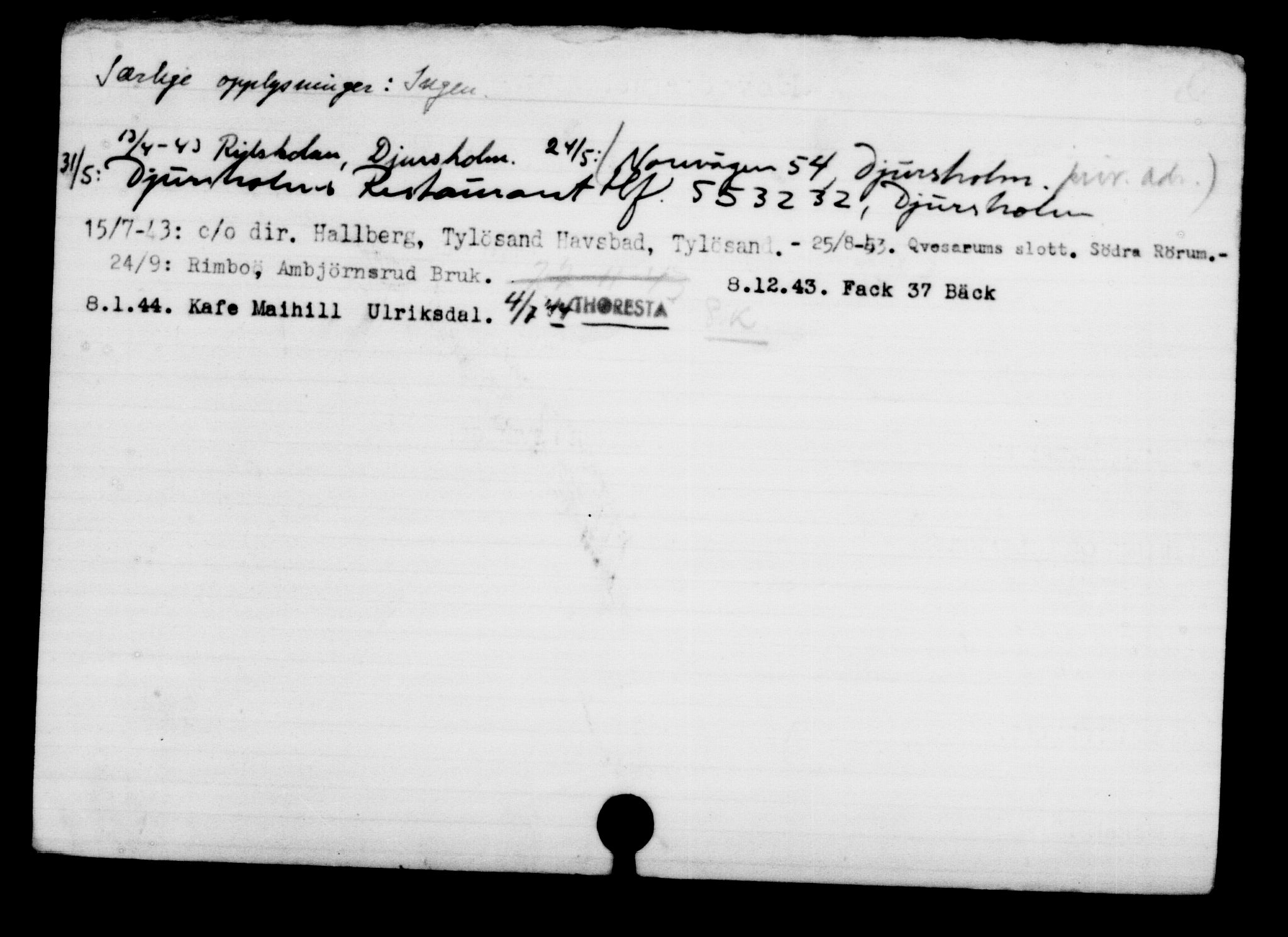Utenriksstasjonene, Legasjonen i Stockholm, Flyktningkontoret, AV/RA-S-6753/V/Va/L0001: Kjesäterkartoteket, flyktninger med registreringsnr. 1-1000, 1940-1945, p. 389