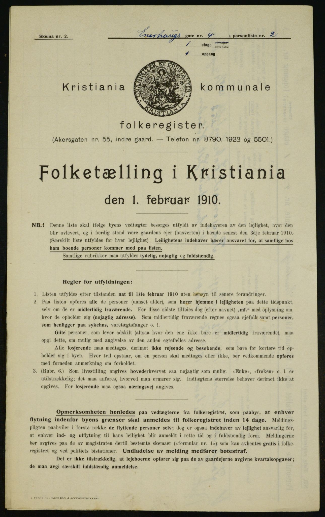 OBA, Municipal Census 1910 for Kristiania, 1910, p. 19696