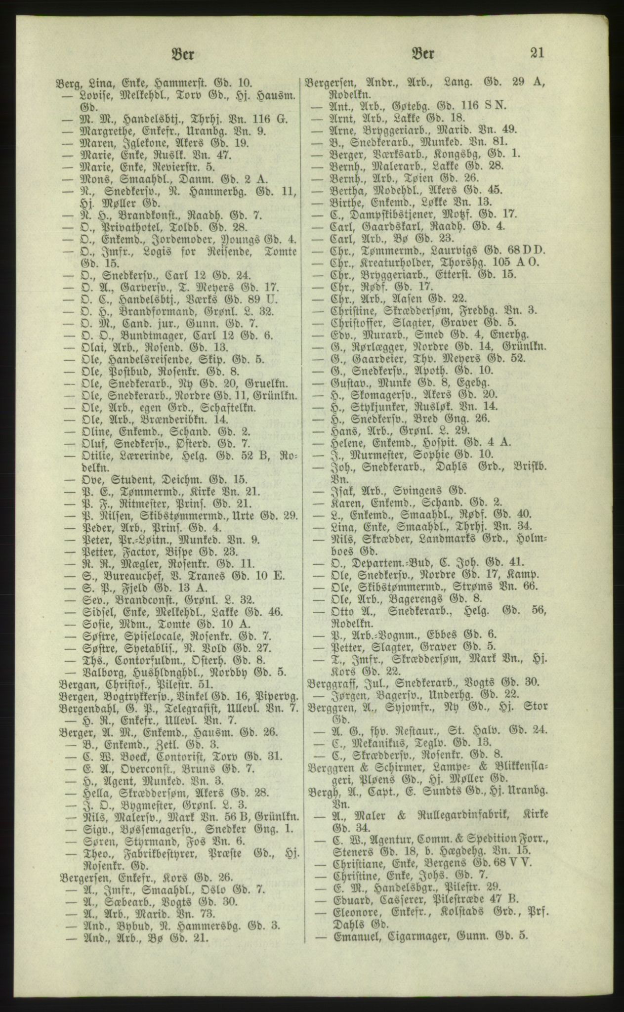 Kristiania/Oslo adressebok, PUBL/-, 1881, p. 21